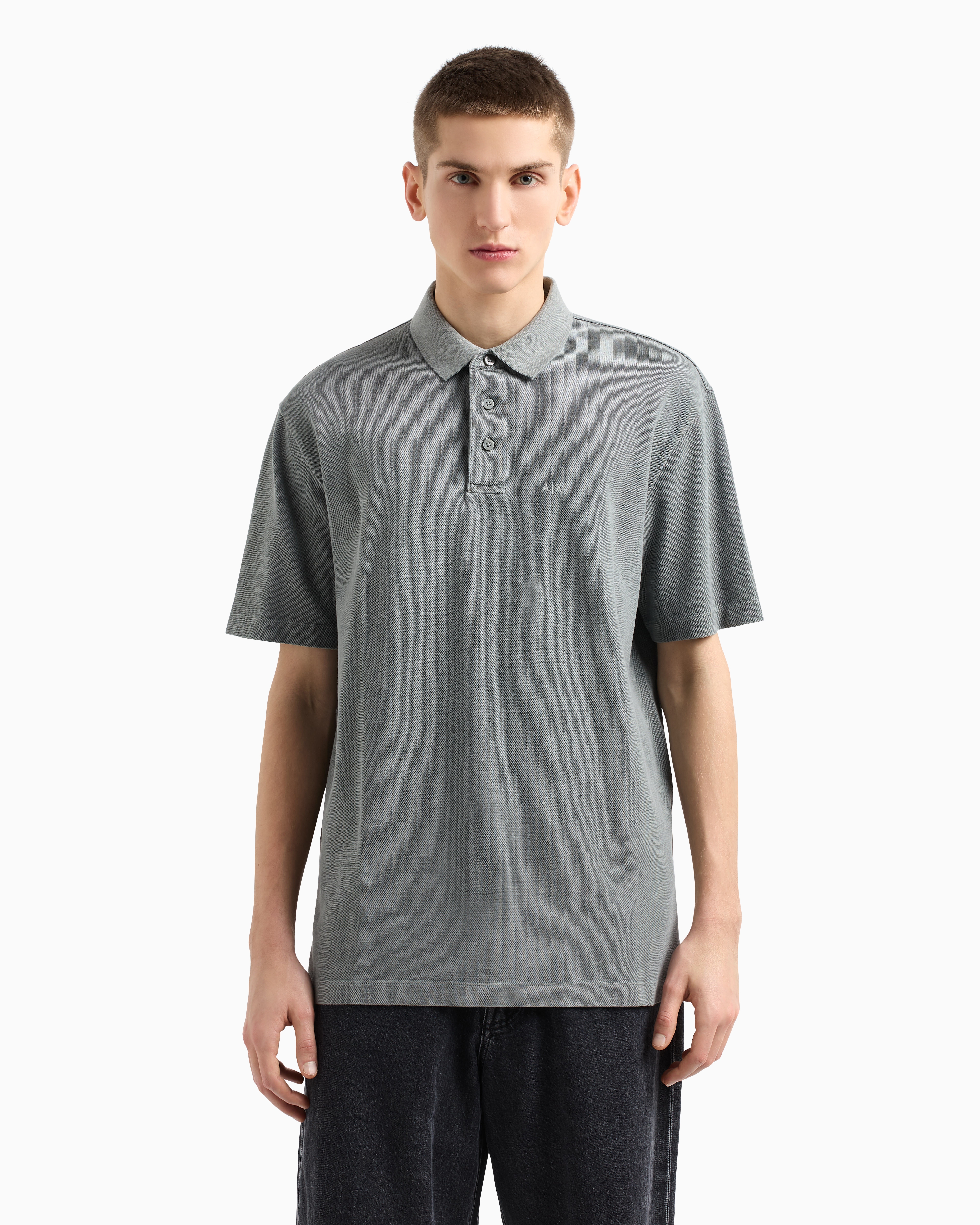 Used effect cotton piquet polo