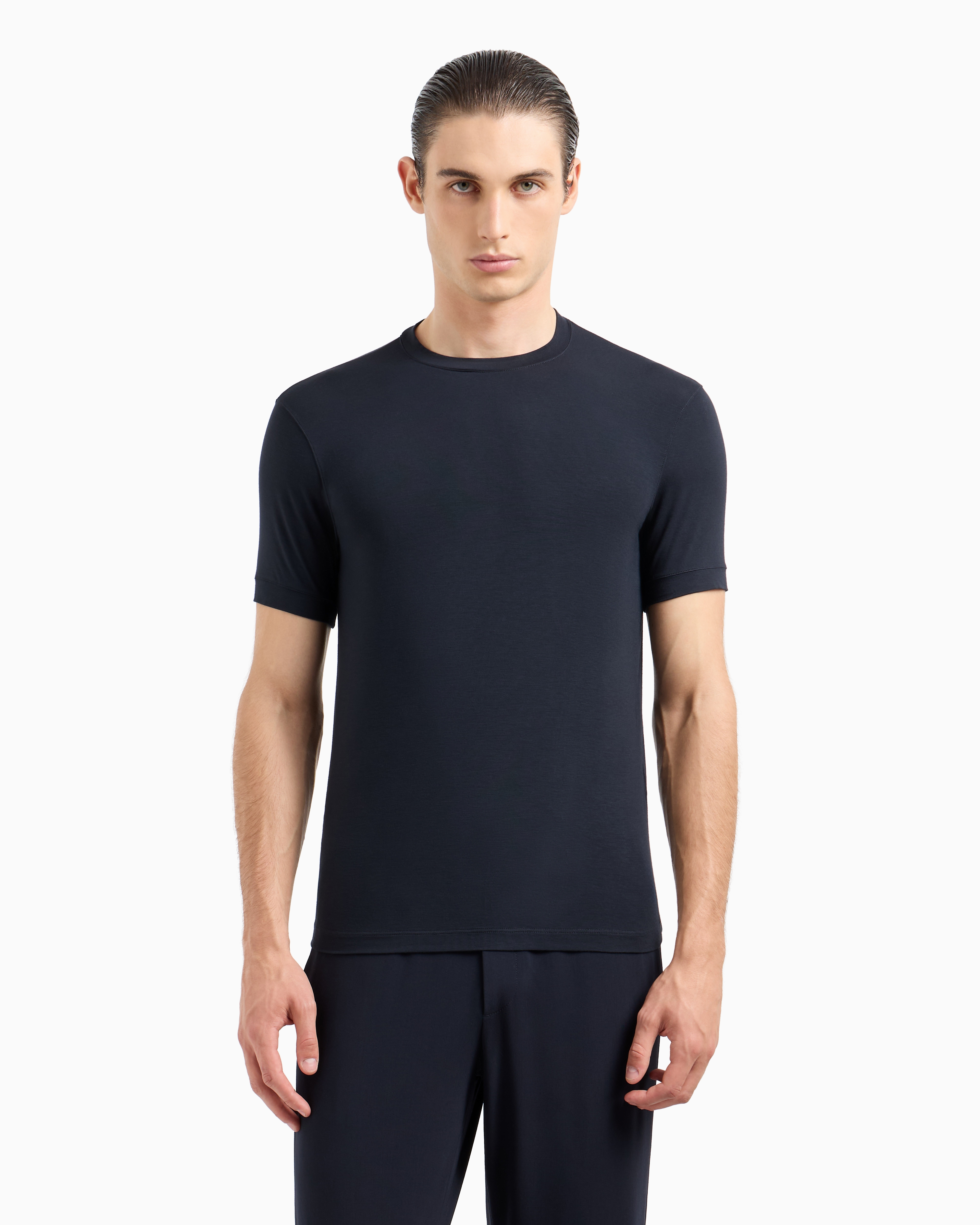 Icon Crew-neck T-shirt in stretch viscose jersey | Giorgio Icon Crew-neck T-shirt in stretch viscose jersey | Giorgio