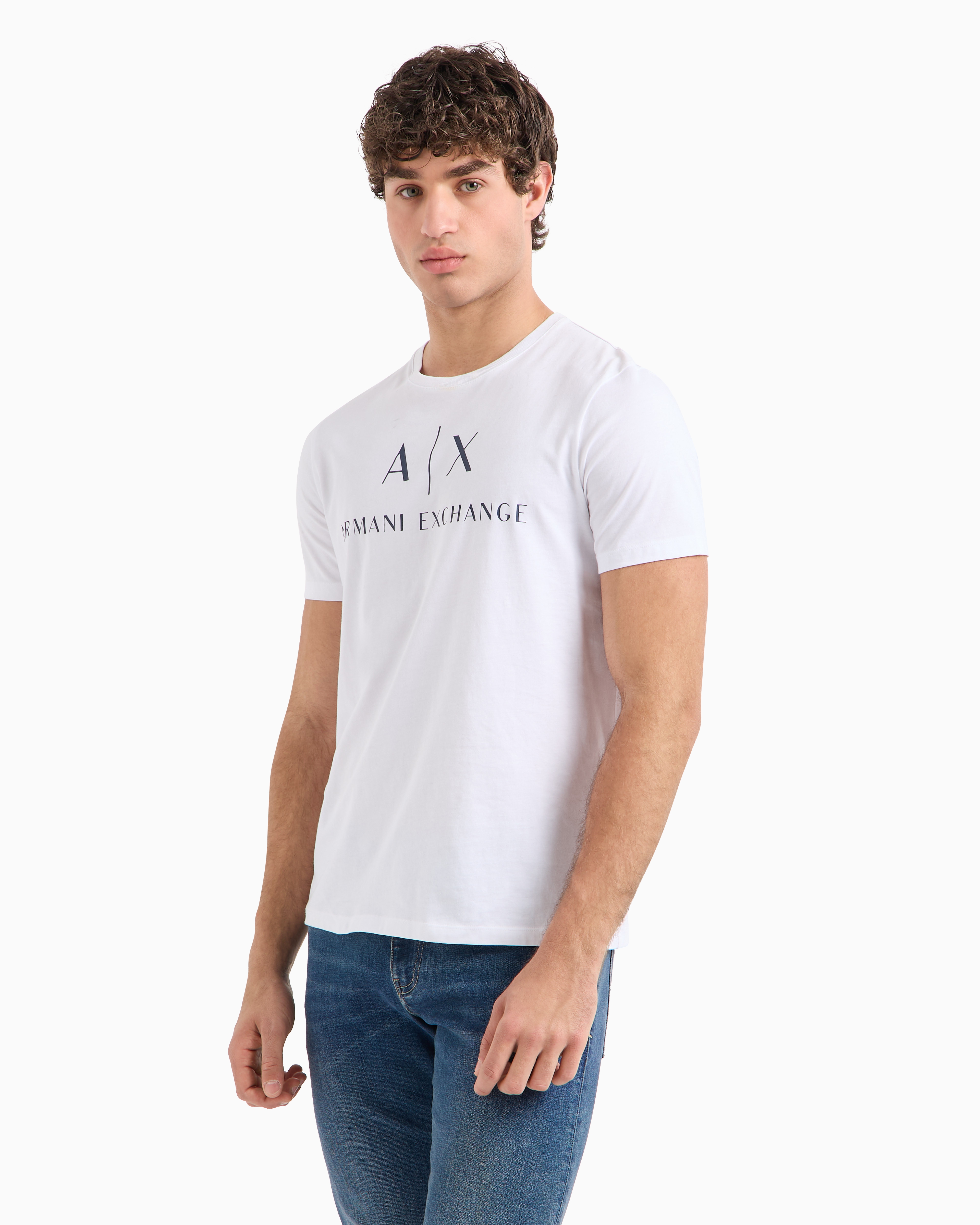 Armani Exchange - Slim fit jersey T-shirt with logo, Man, White, Size: