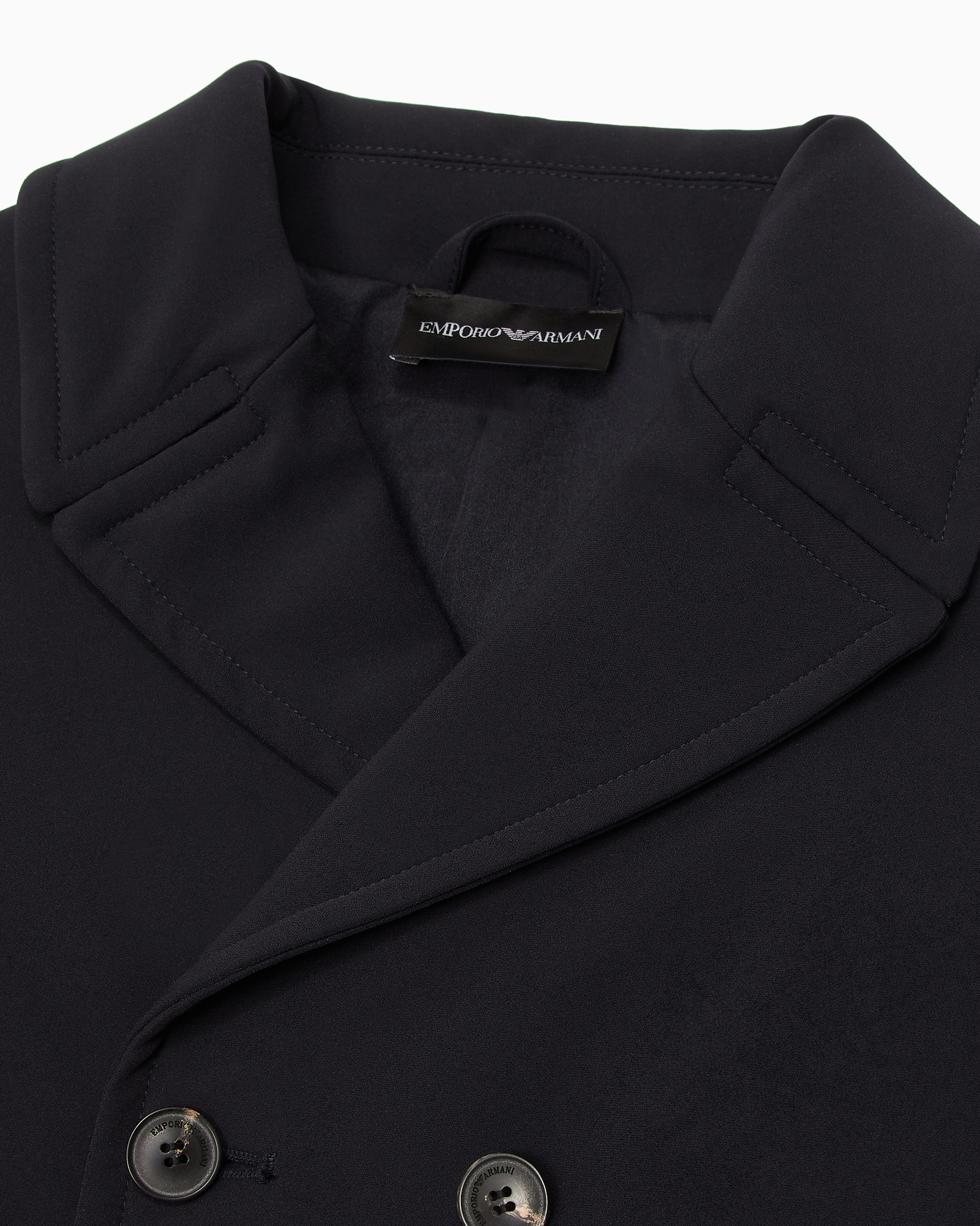 Giorgio Armani ダブルブレストジャケット ネイビー ダブルブレストジャケット ソフトタッチナイロン | Emporio Armani