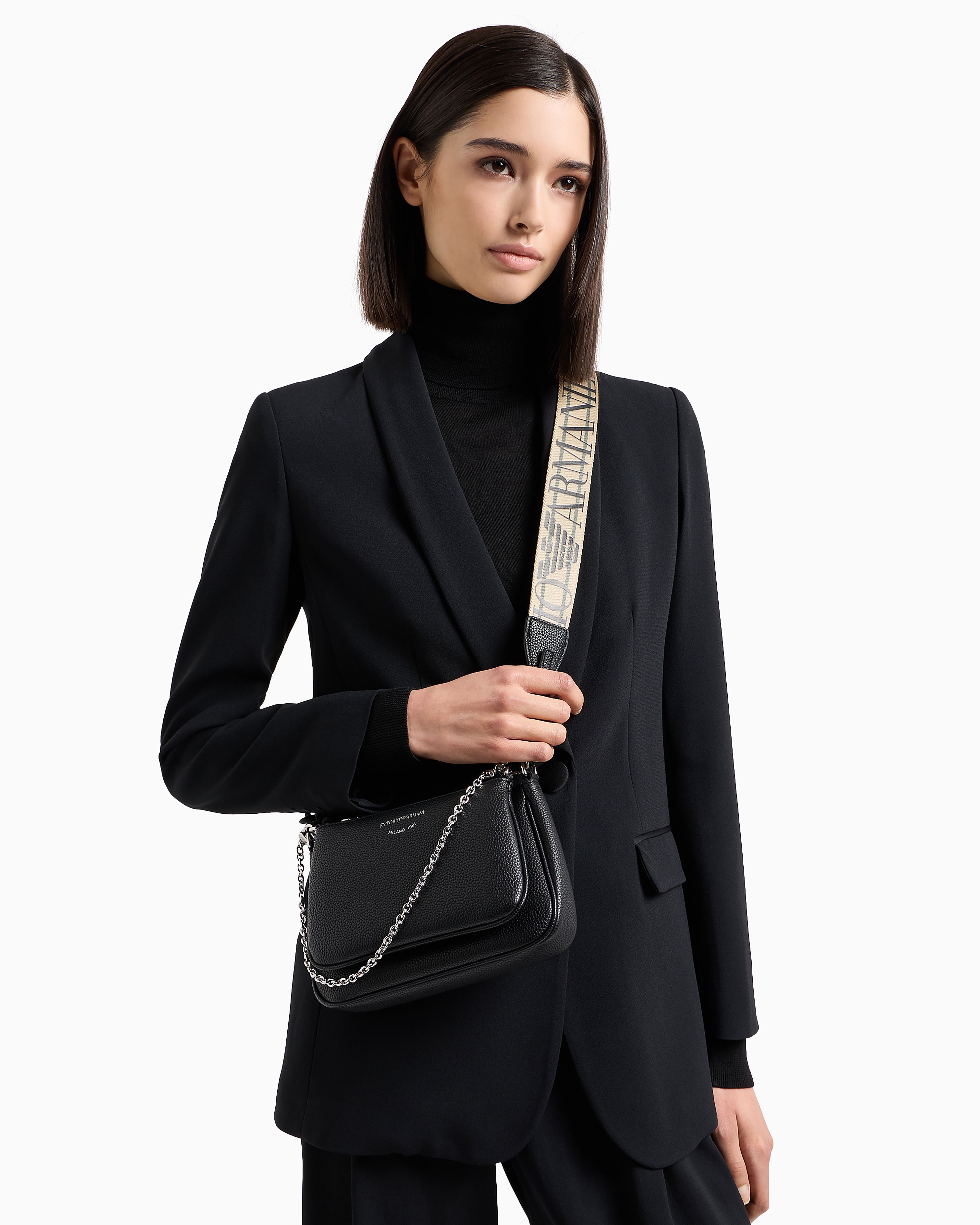 【EMPORIO ARMANI】ショルダー付ダブルハンドルハンドバッグ オンライン限定>ダブルミニバッグ ディアプリント ショルダー