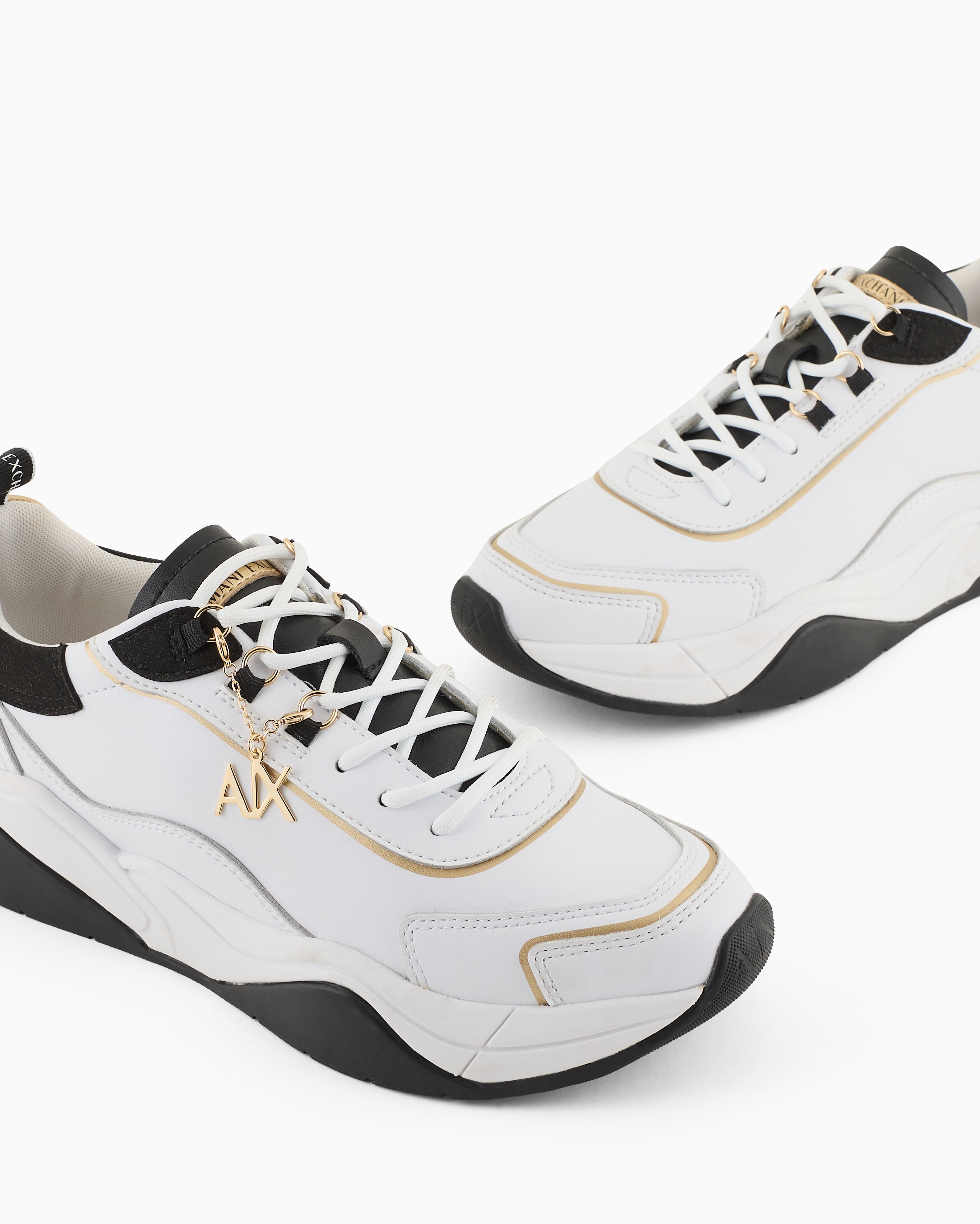 Leather sneakers with logo application