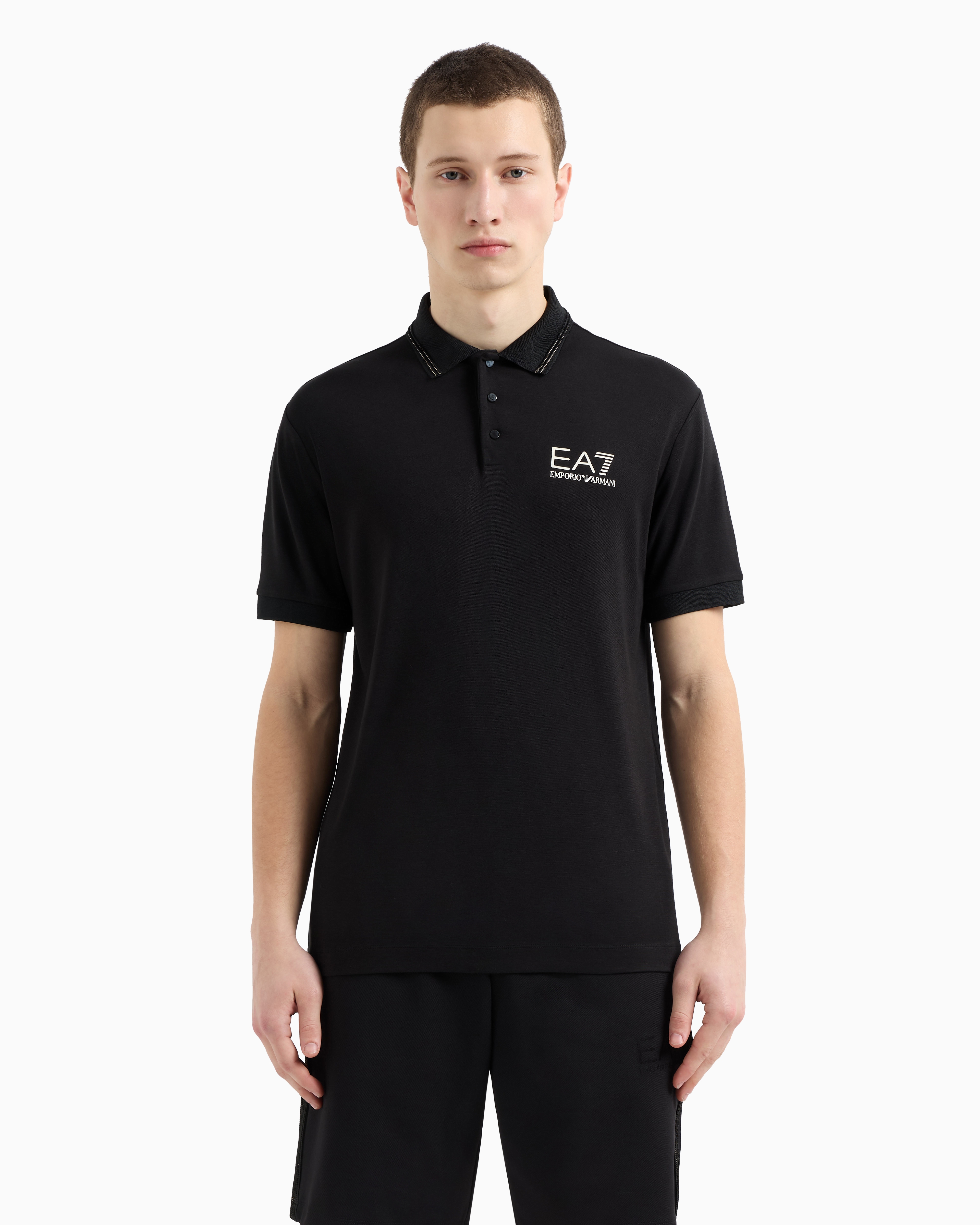 Gold Label short-sleeved viscose-jersey polo shirt | EA7