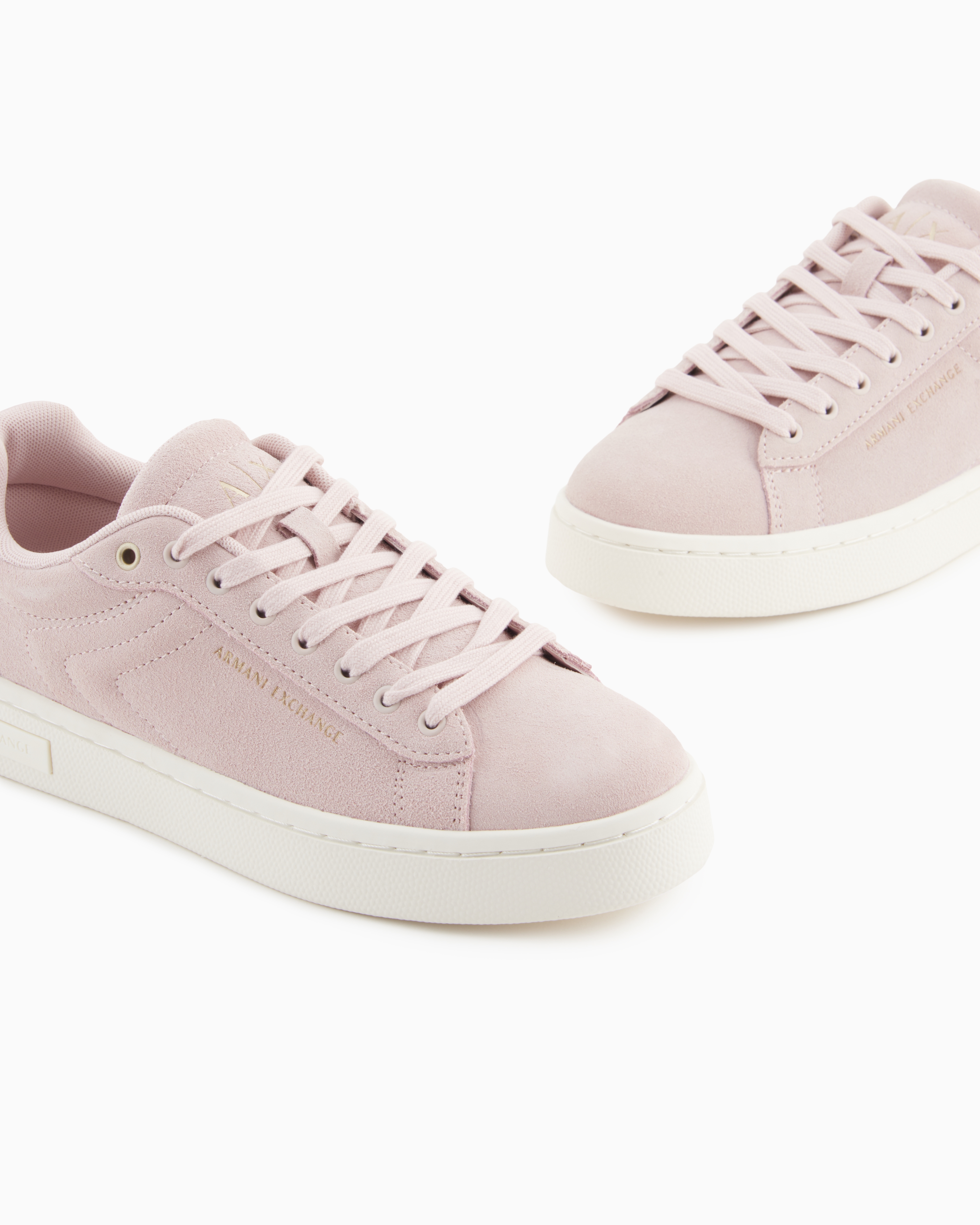 【新品未使用】EMPORIO ARMANI 灰×ピンク〈参考価格70,000円〉 Leather shoes with contrasting logo accent brand EMPORIO