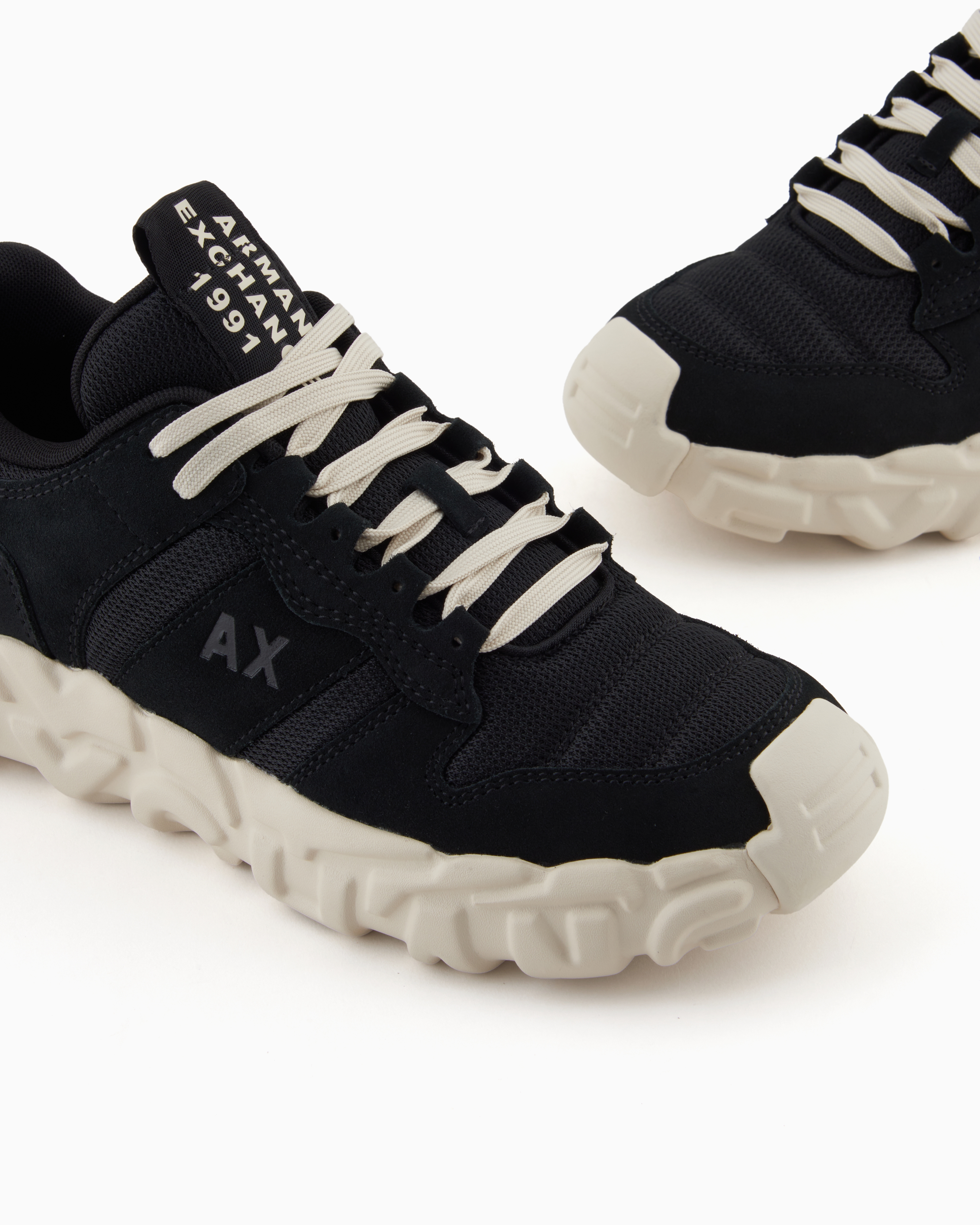 Armani Exchange -  Technical fabric sneakers, Man, Black, Size: