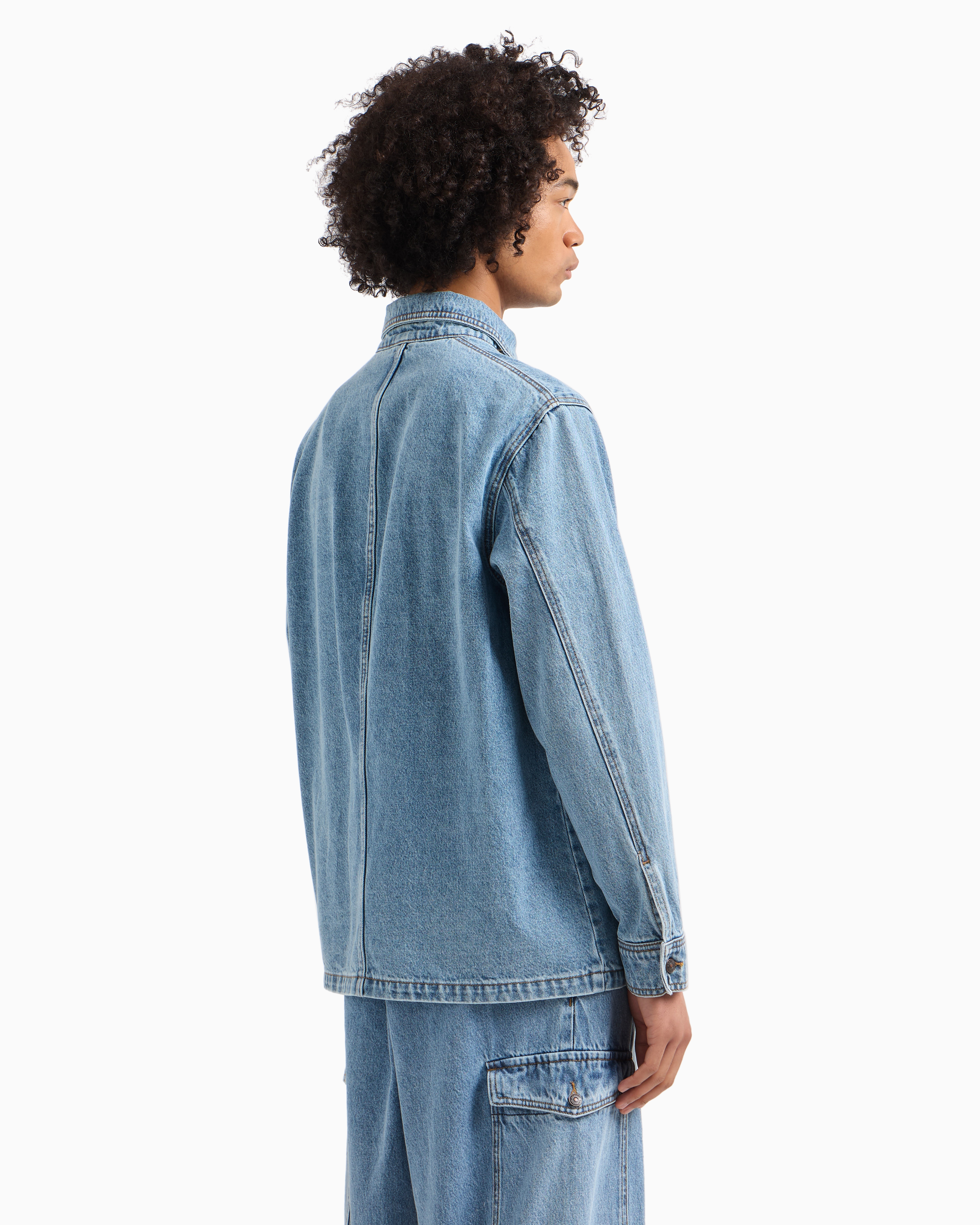 Denim jacket with logo patch