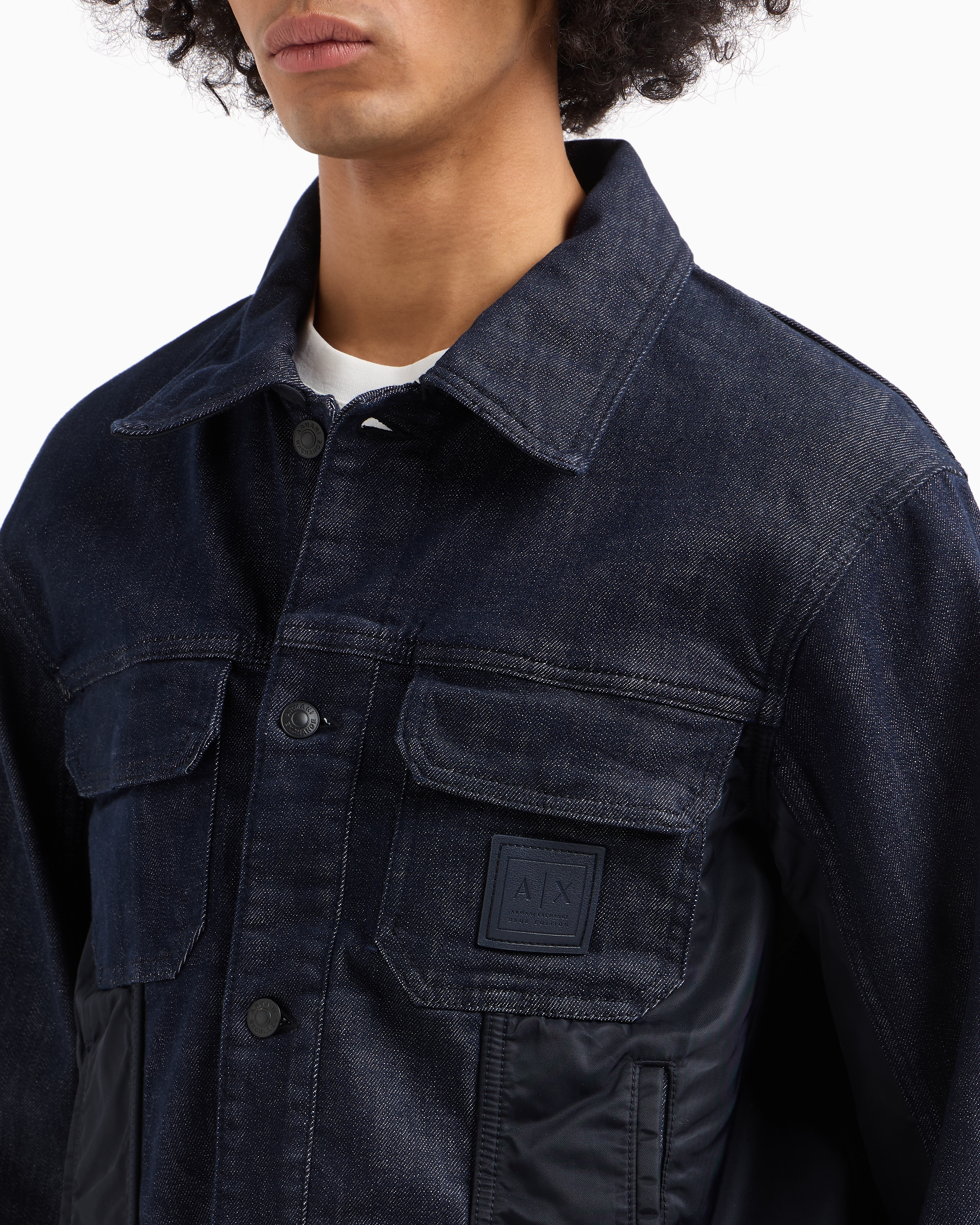 Armani Exchange - Stretch cotton denim jacket, Man, Blue, Size:
