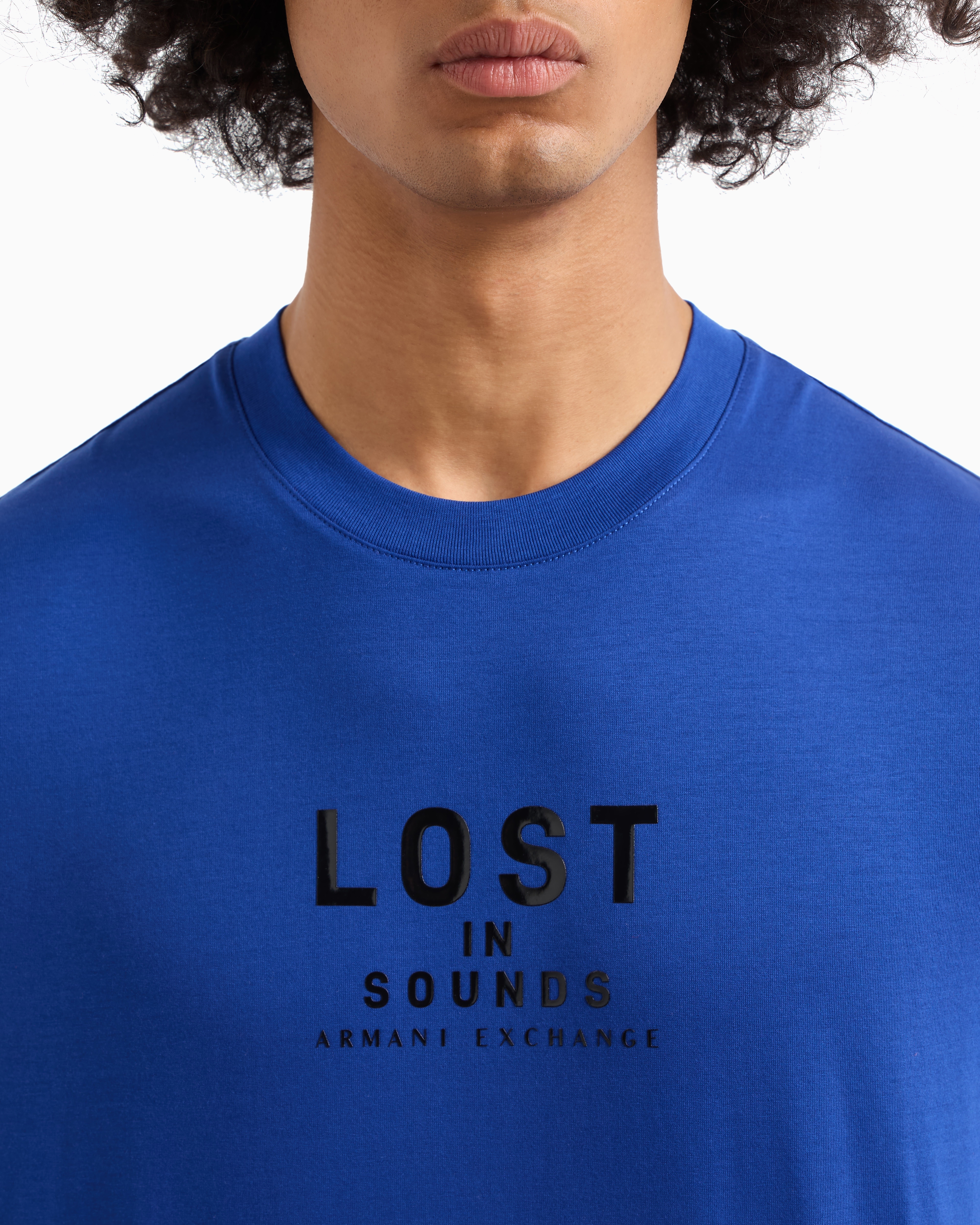 Armani Exchange - Lost in sound slim fit t-shirt, Man, Blue, Size: M