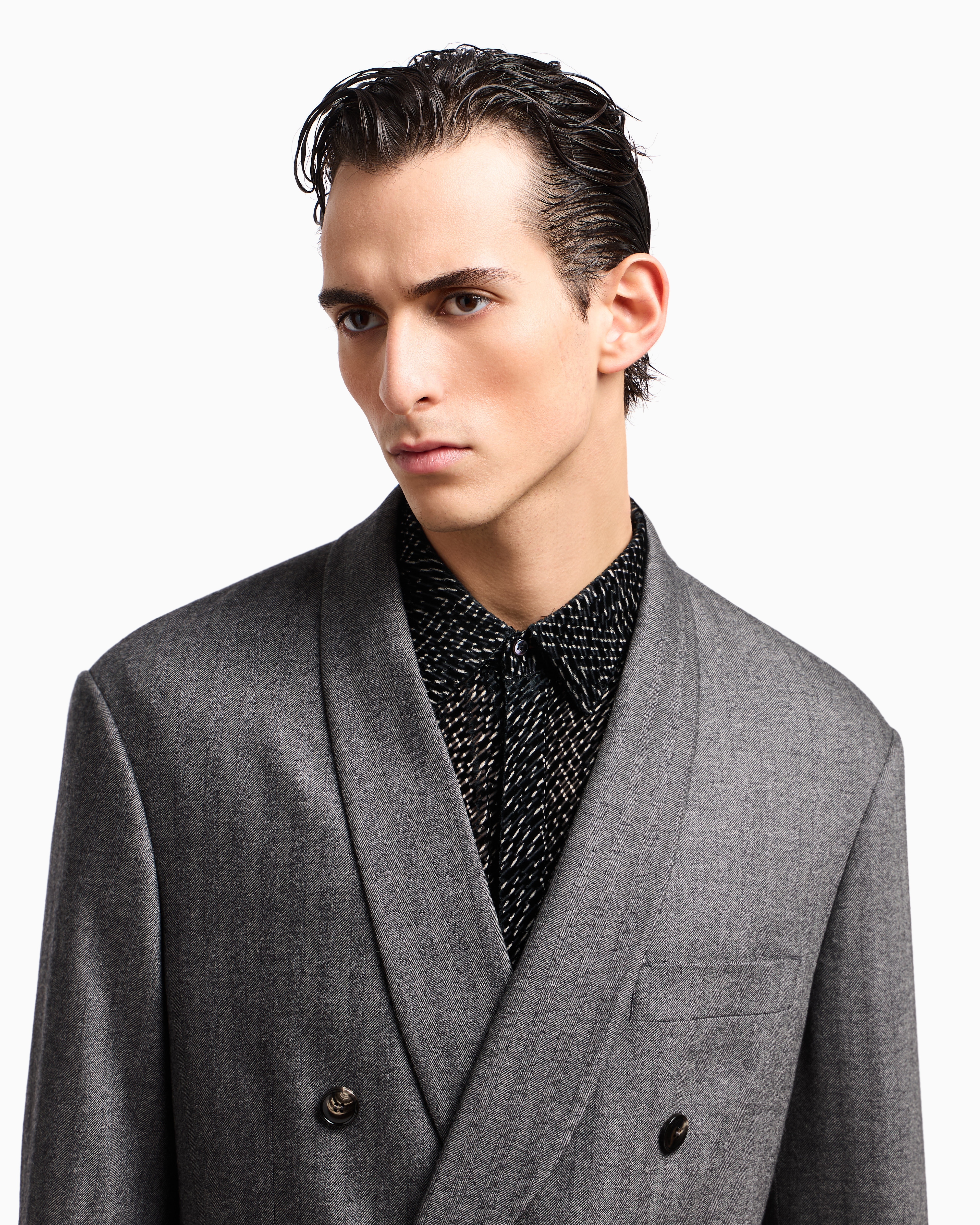 Giorgio Armani グレー ダブルブレストスーツ ヘリテージライン ダブルブレストスーツ バージンウール