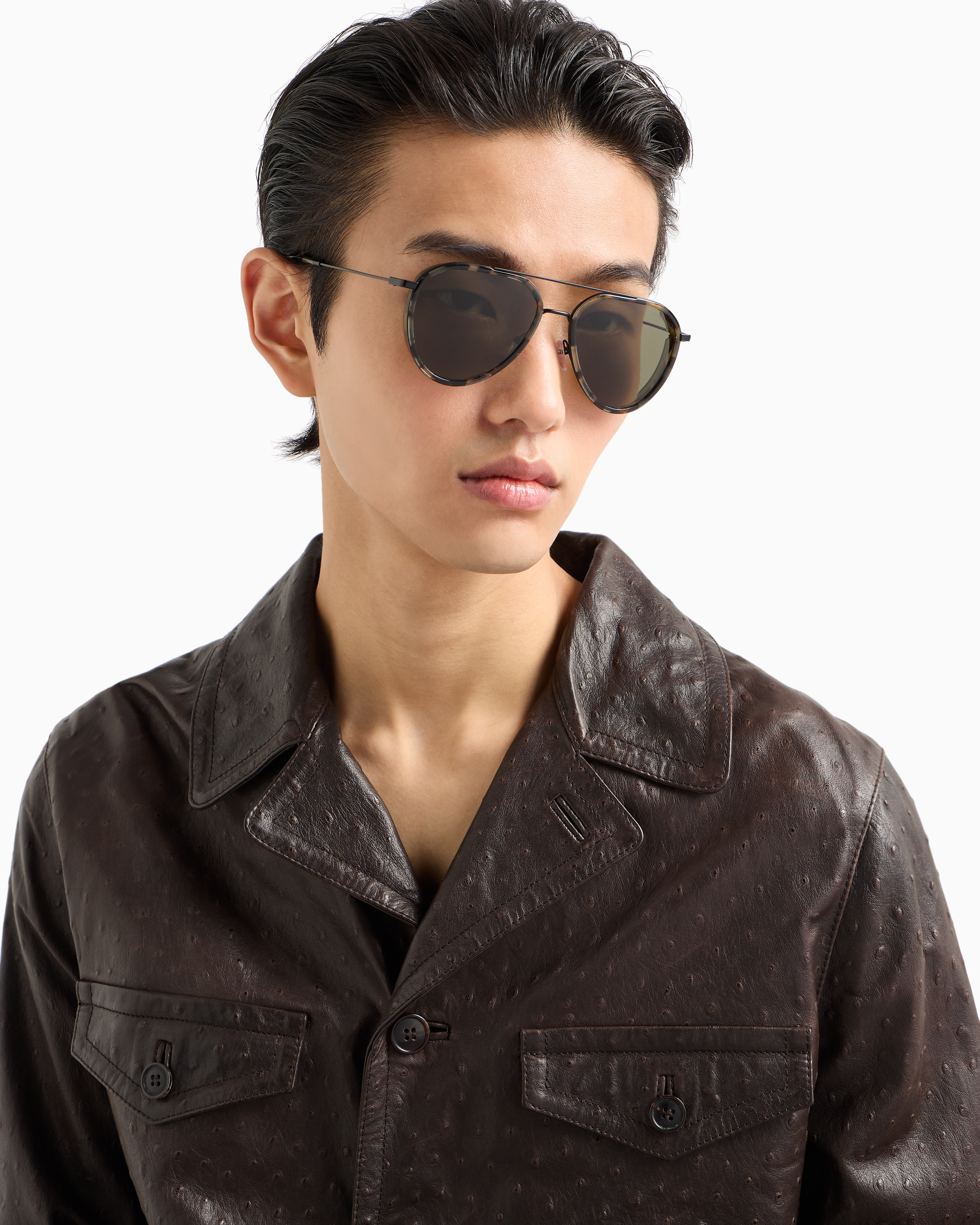 Emporio Armani - Men’s aviator sunglasses, Man, Green, Size: 56L
