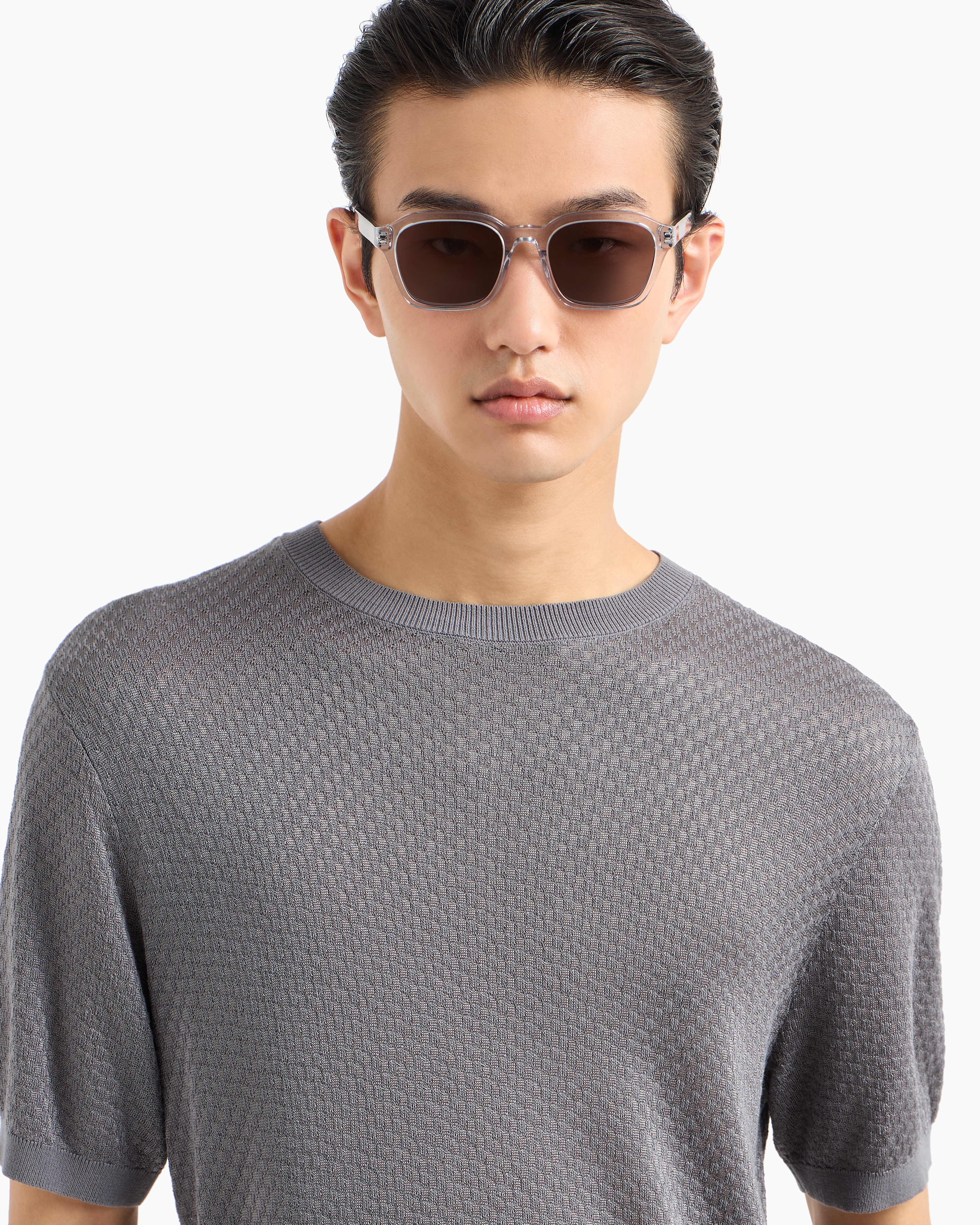 Emporio Armani - Men’s irregular-shaped sunglasses, Man, Transparent, Size: 54L
