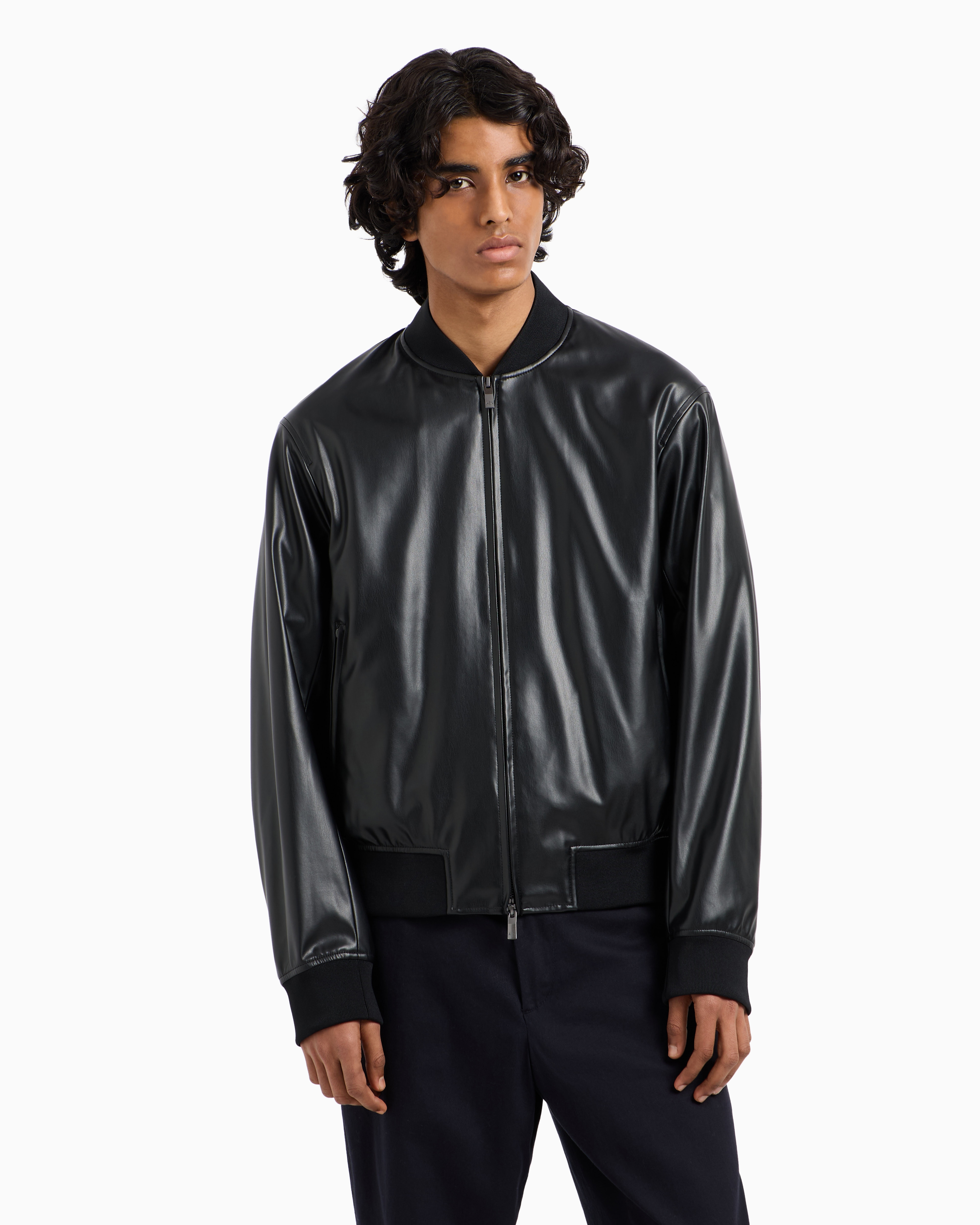 Armani Exchange - Shiny faux leather jacket, Man, Black, Size: S