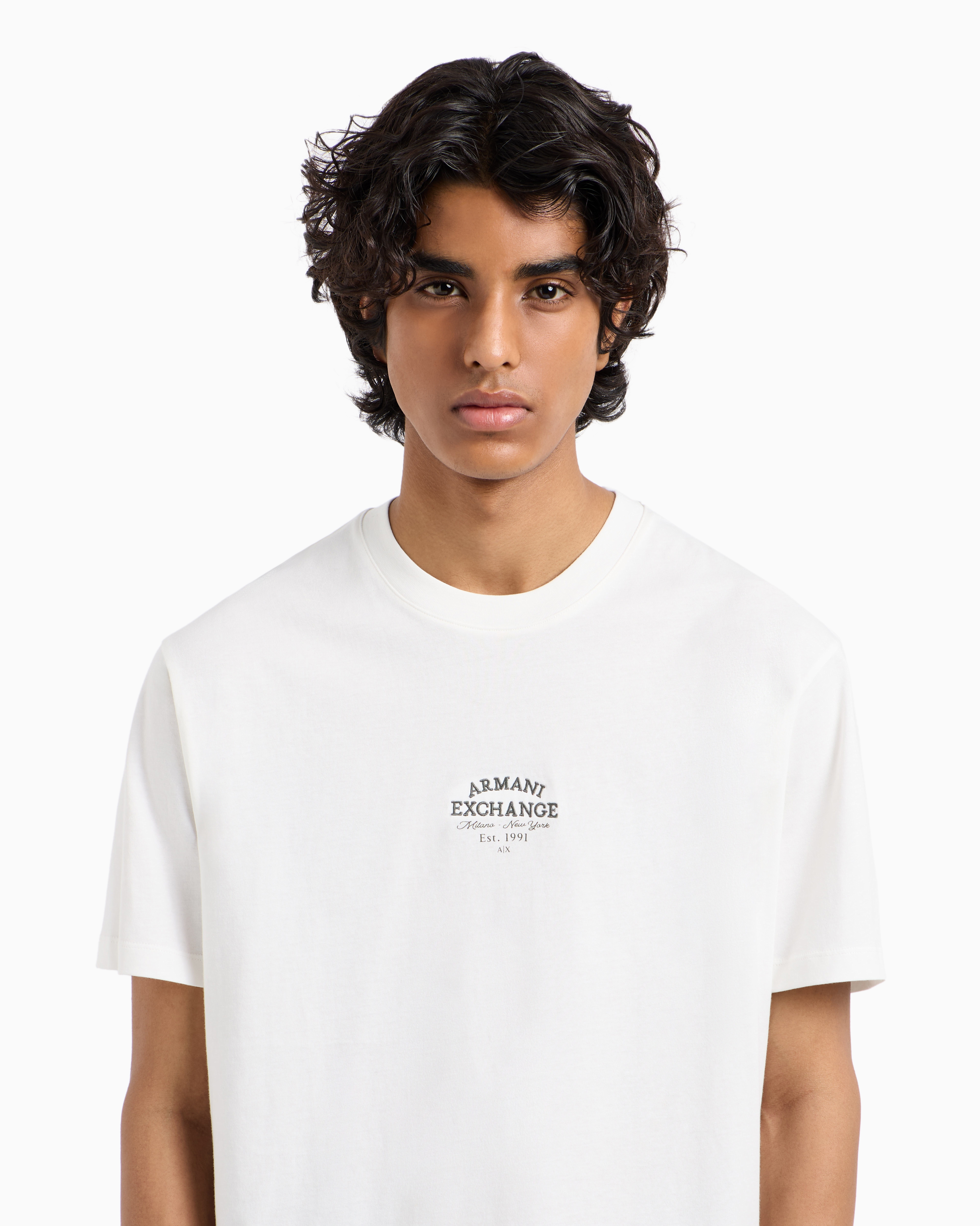 Armani Exchange - Regular fit cotton T-shirt with logo, Man, White, Size: