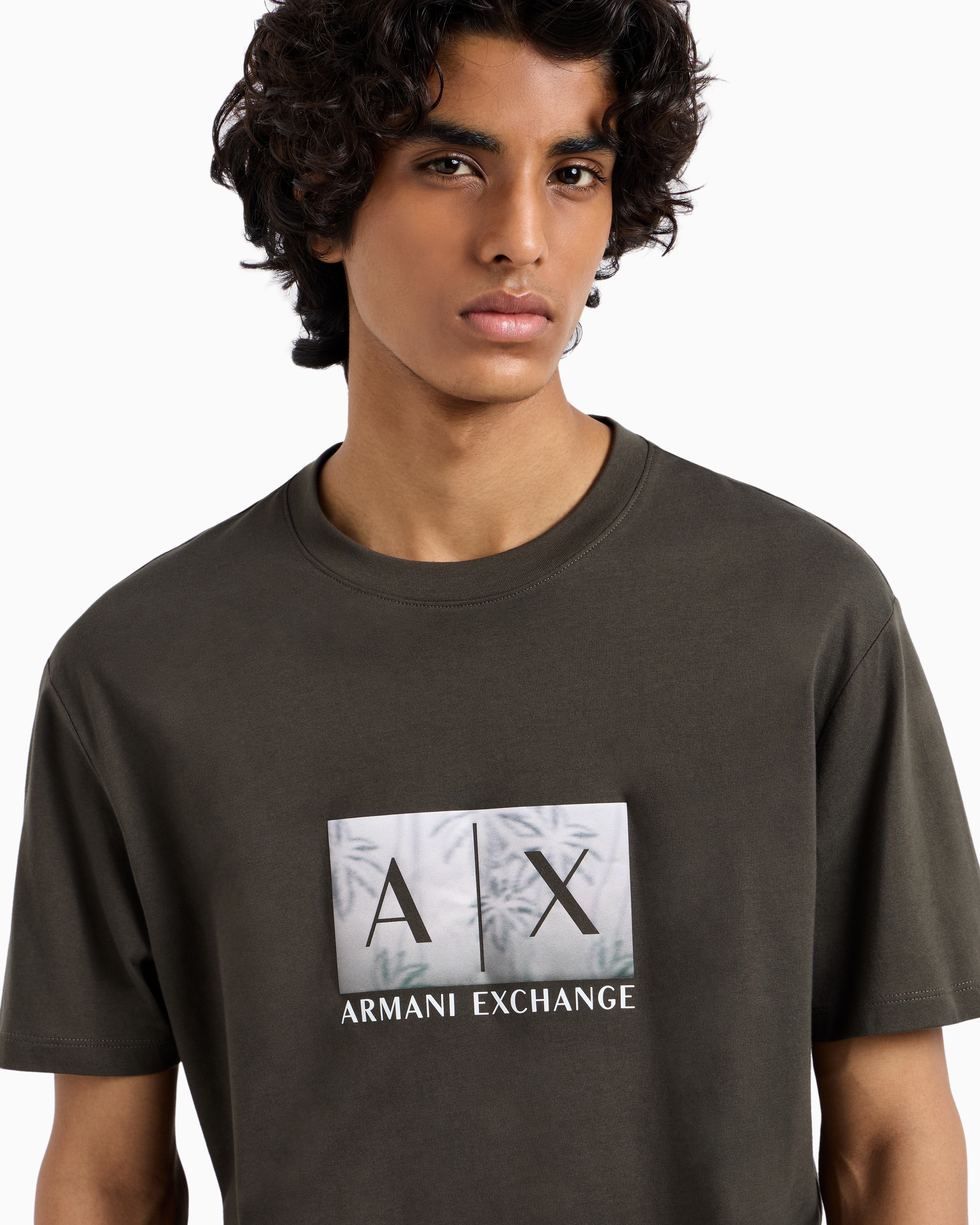 Armani Exchange - Regular fit T-shirt with maxi logo, Man, Green, Size: