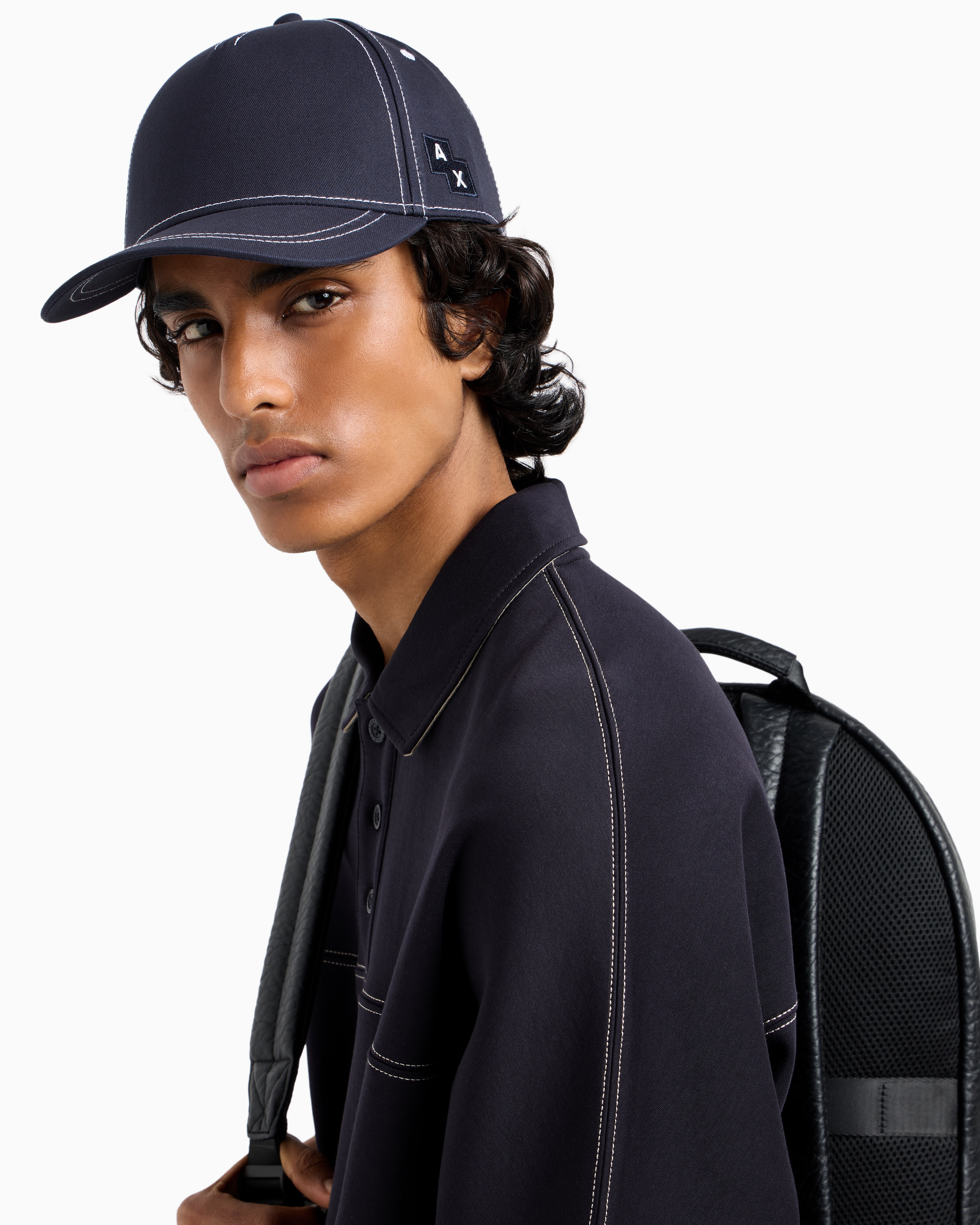 Armani Exchange - Hat with side logo, Man, Navy Blue, Size: TU