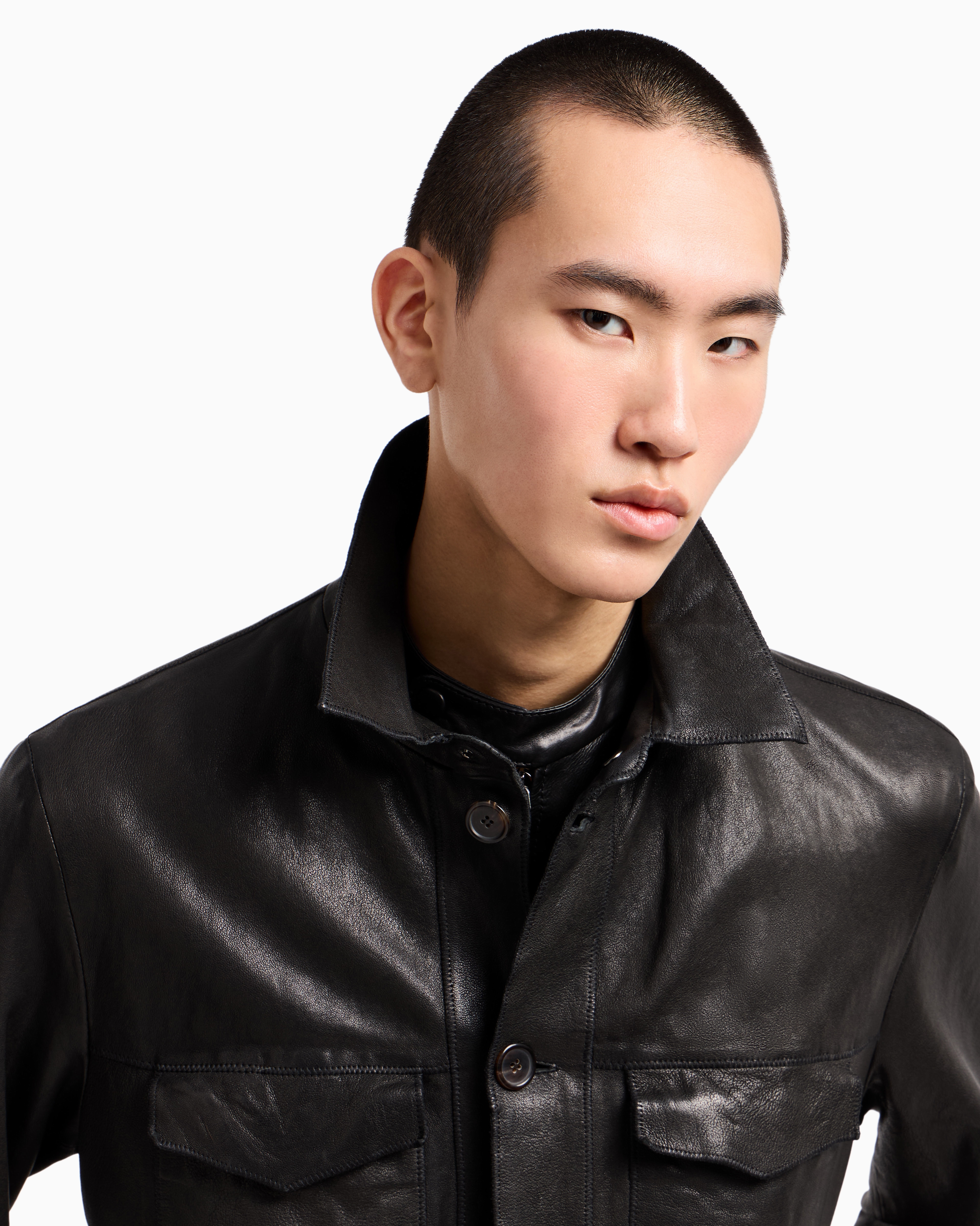 【匿名配送】GIORGIO ARMANI ラムレザー　ジャケット　❤︎ Giorgio Armani レザージャケット | ブラック | FARFETCH JP