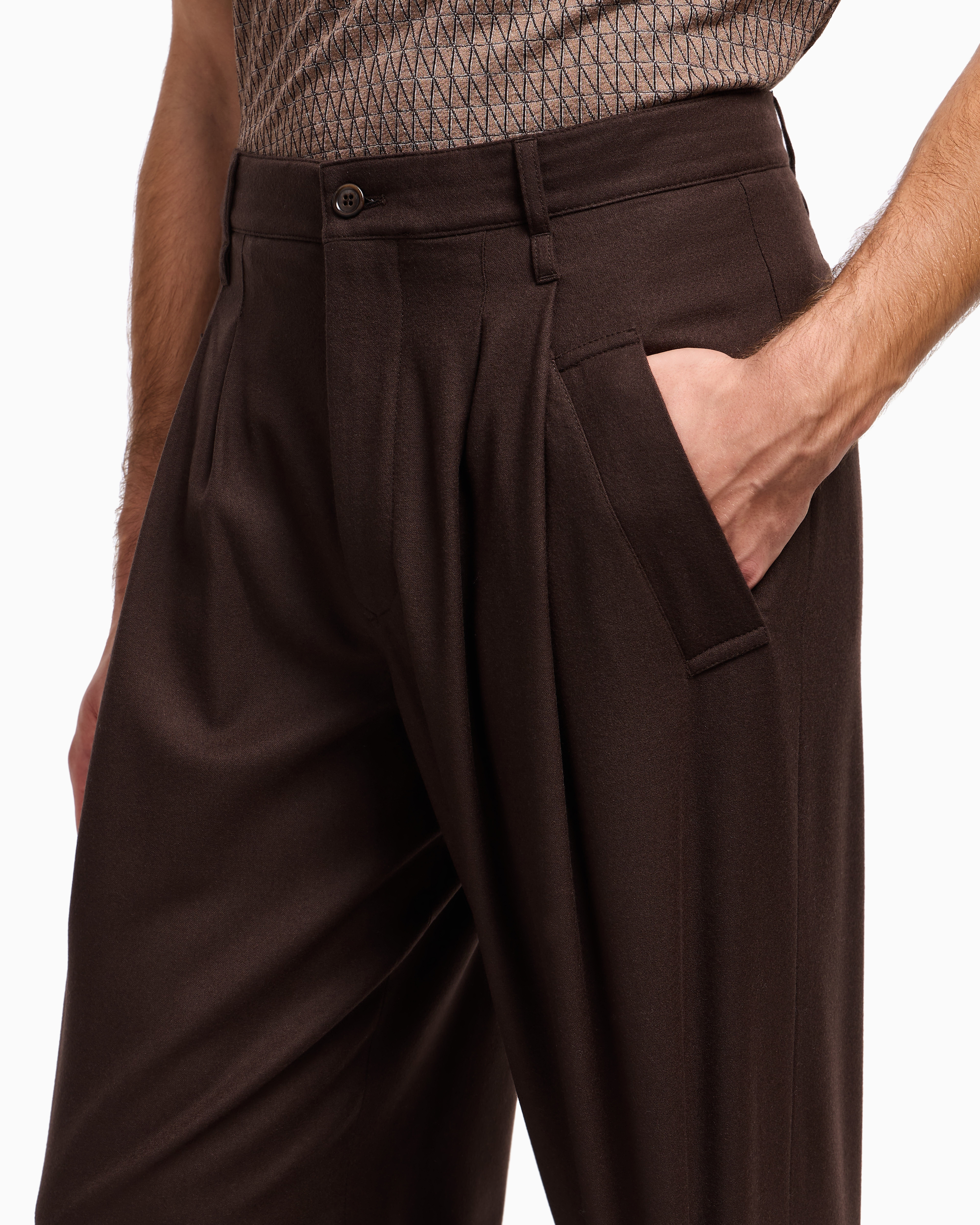 ARMANI Collezioni ブラックウール　1タック　ワイドトラウザーズ ARMANI Collezioni ブラックウール 1タック ワイドトラウザーズ