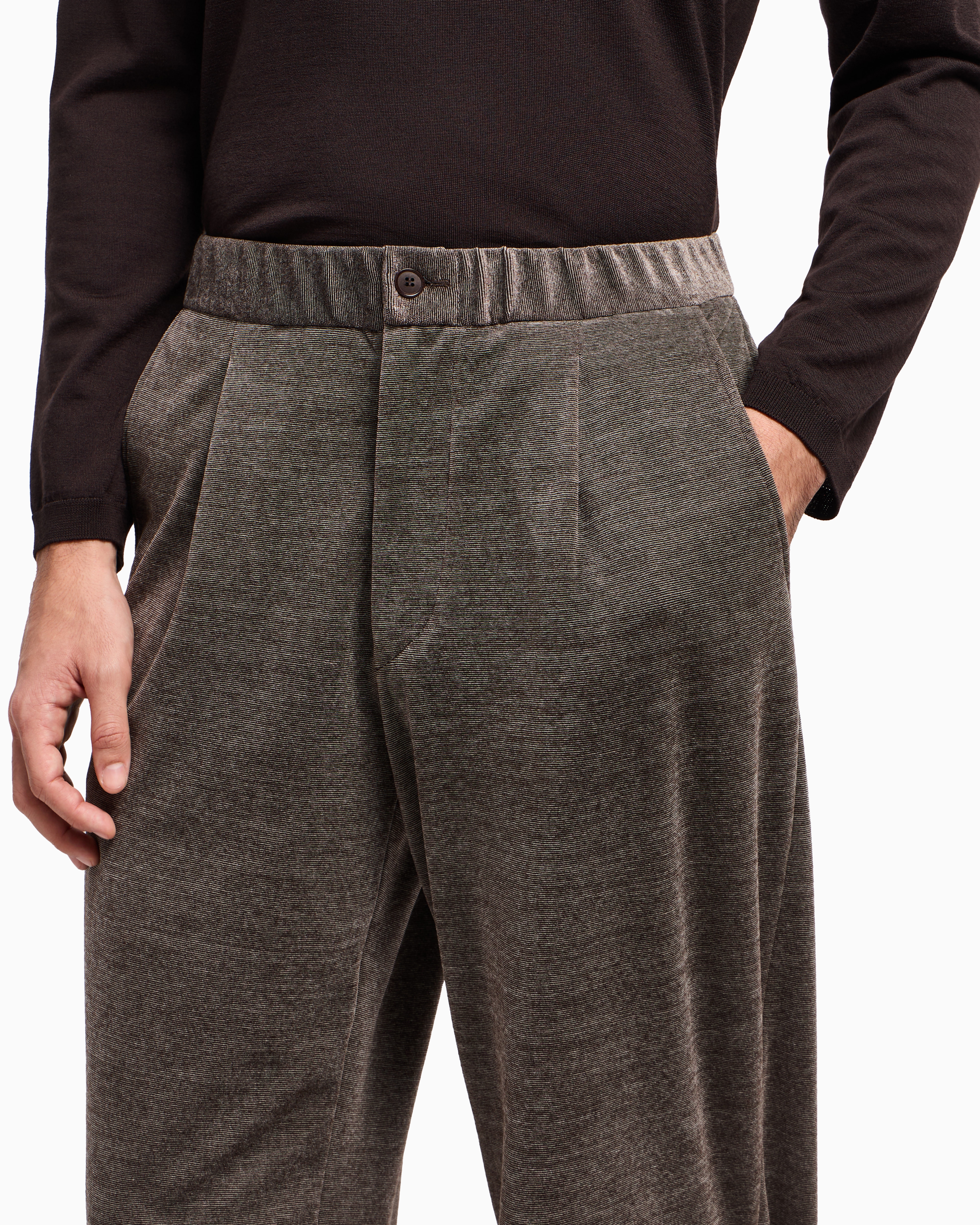 ASV シングルタックパンツ コットンジャージー ミラレ | Giorgio Armani