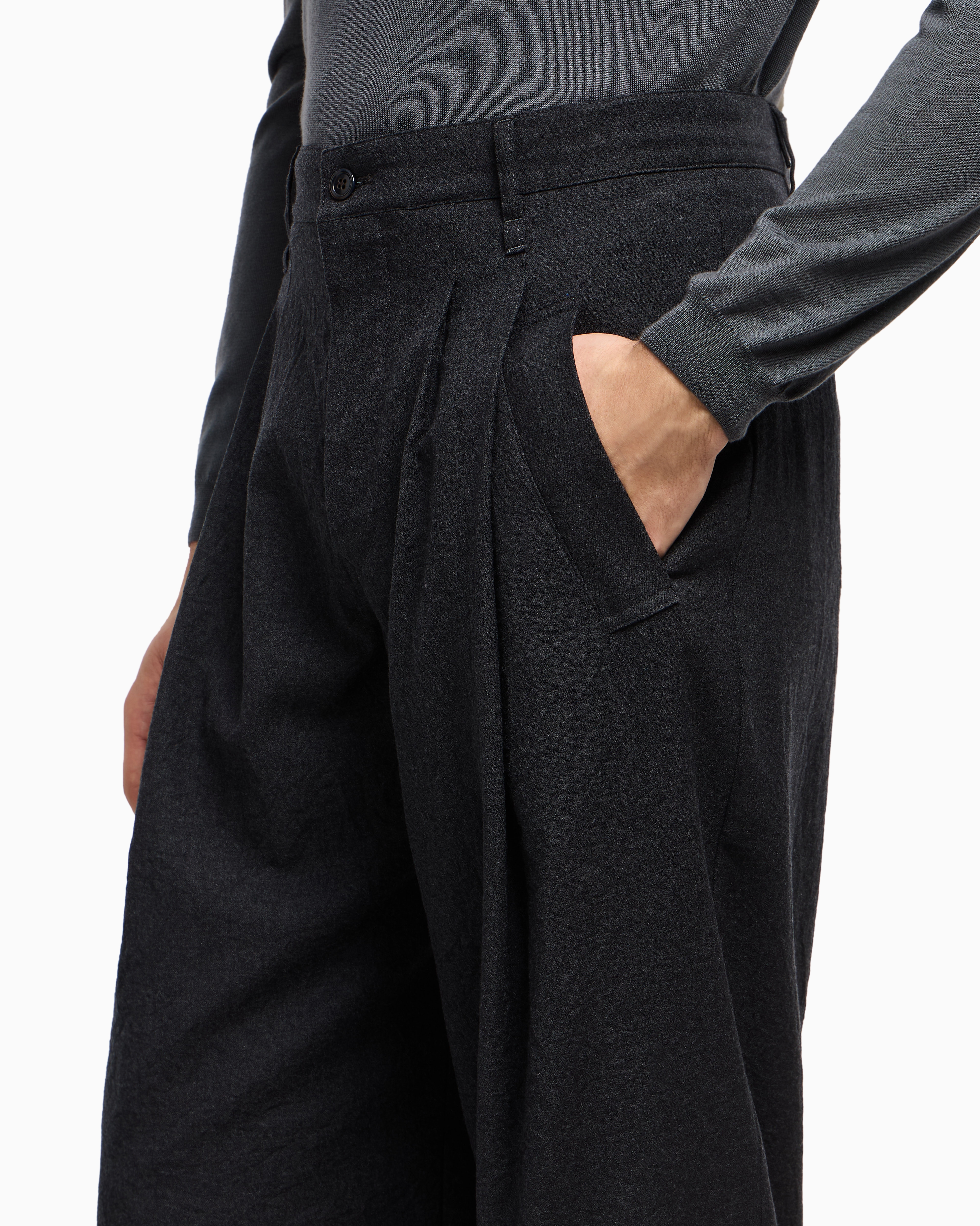 シングルタックパンツ ピュアバージンウール フランネル | Giorgio Armani