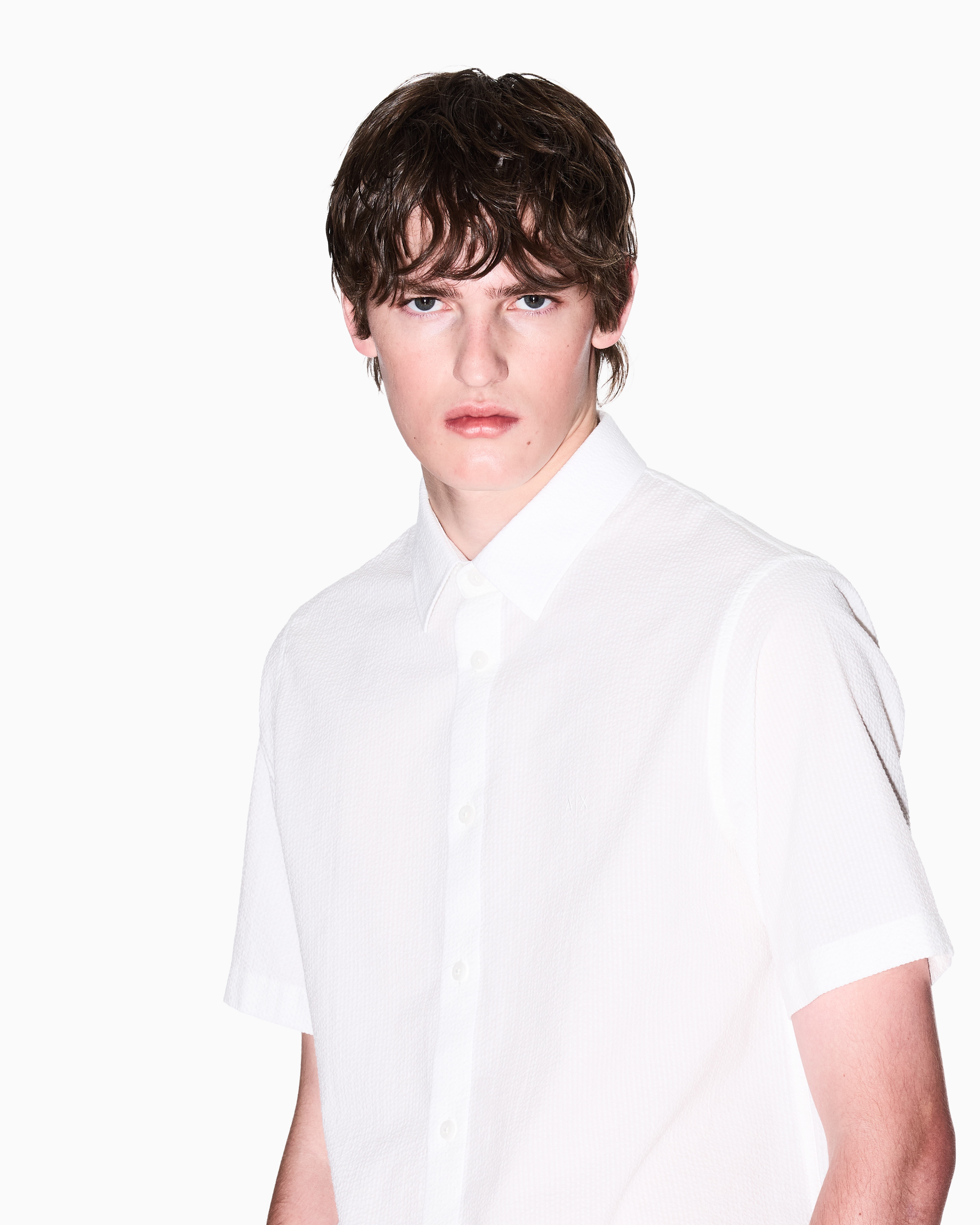 Armani Exchange - Regular fit short sleeve shirt, Man, White, Size: