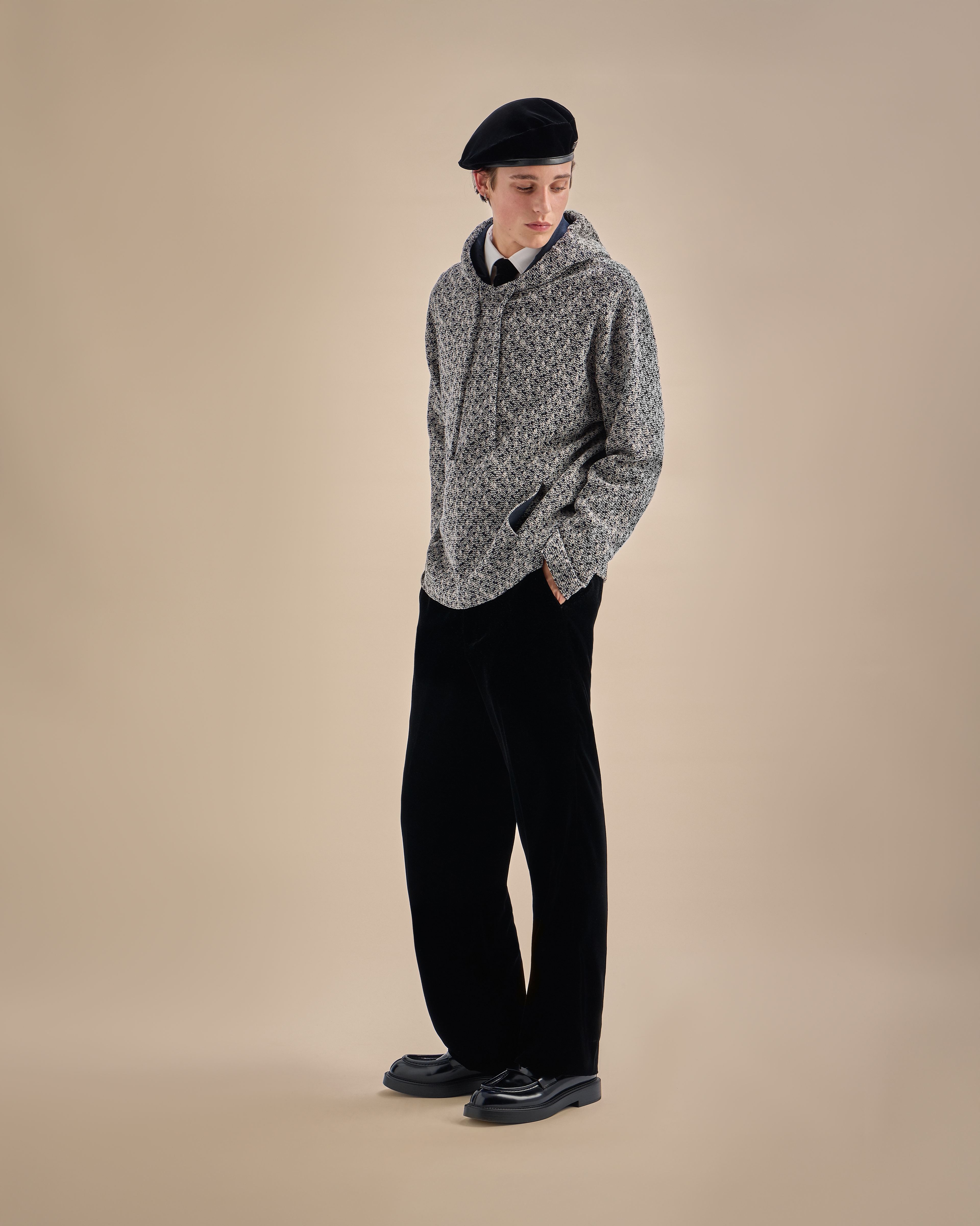 Emporio Armani - Icon smooth velvet trousers, Man, Black, Size: