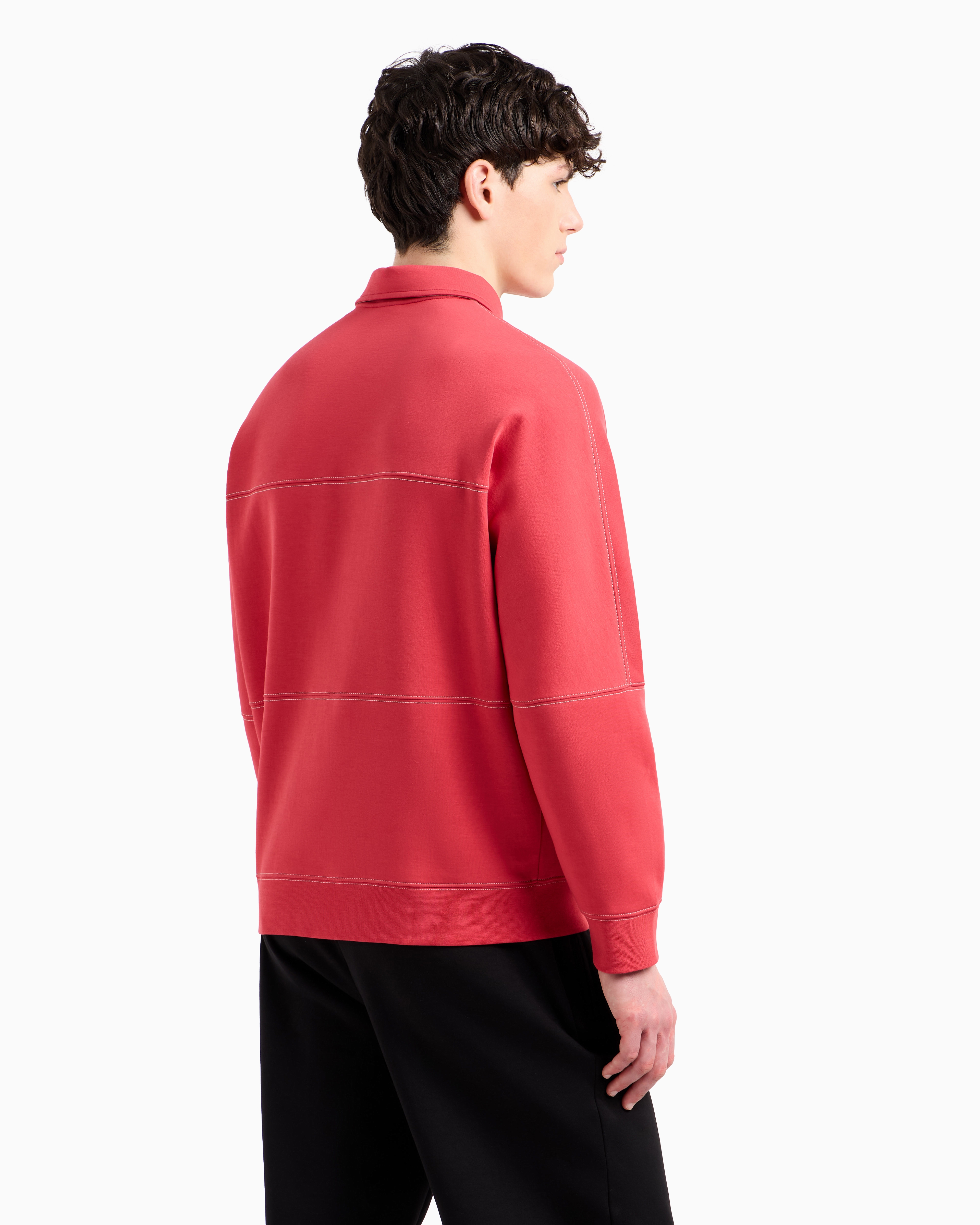 Bonded stretch polo sweatshirt