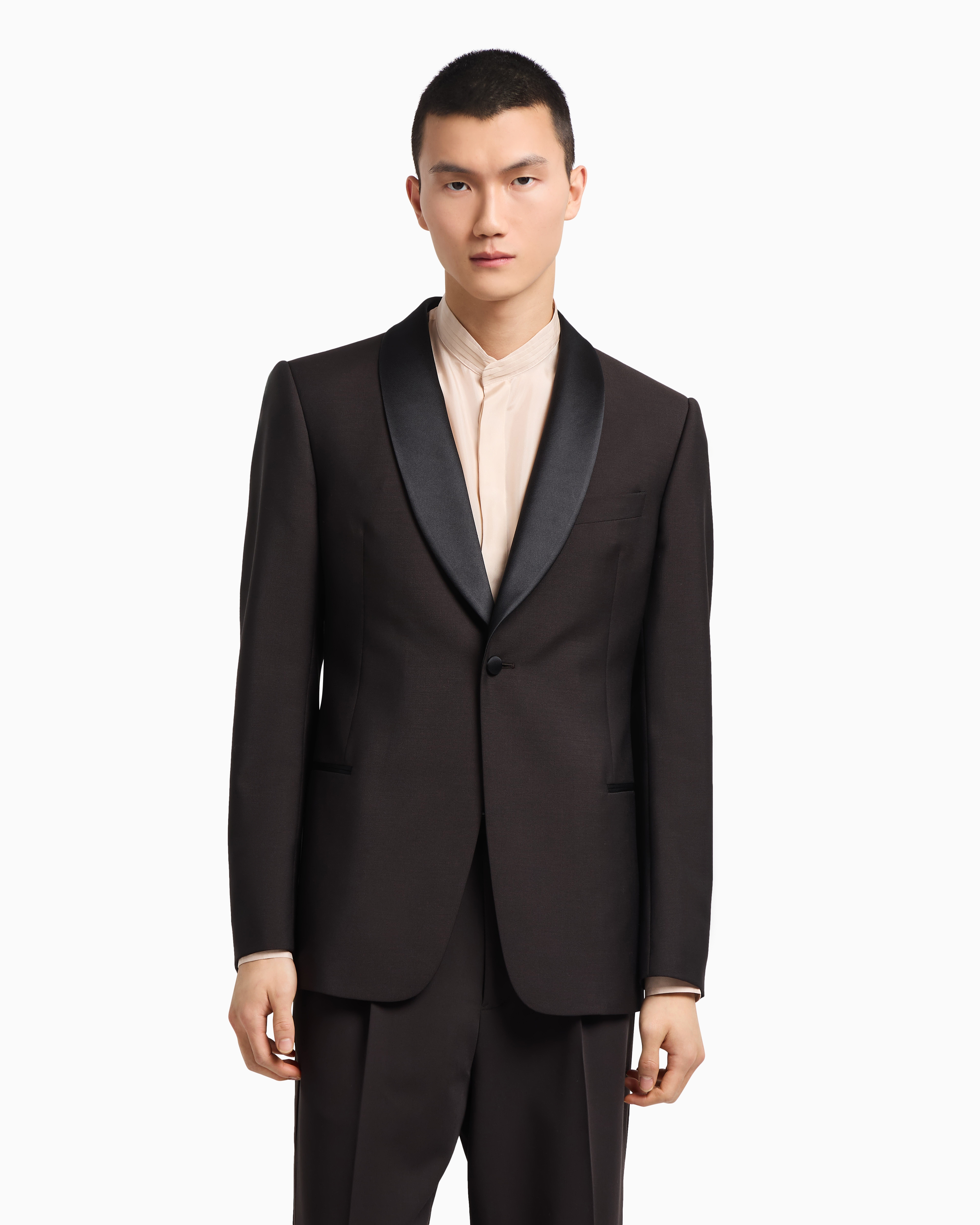 タキシードジャケット モヘア／ウール混紡 ハイツイスト ショール