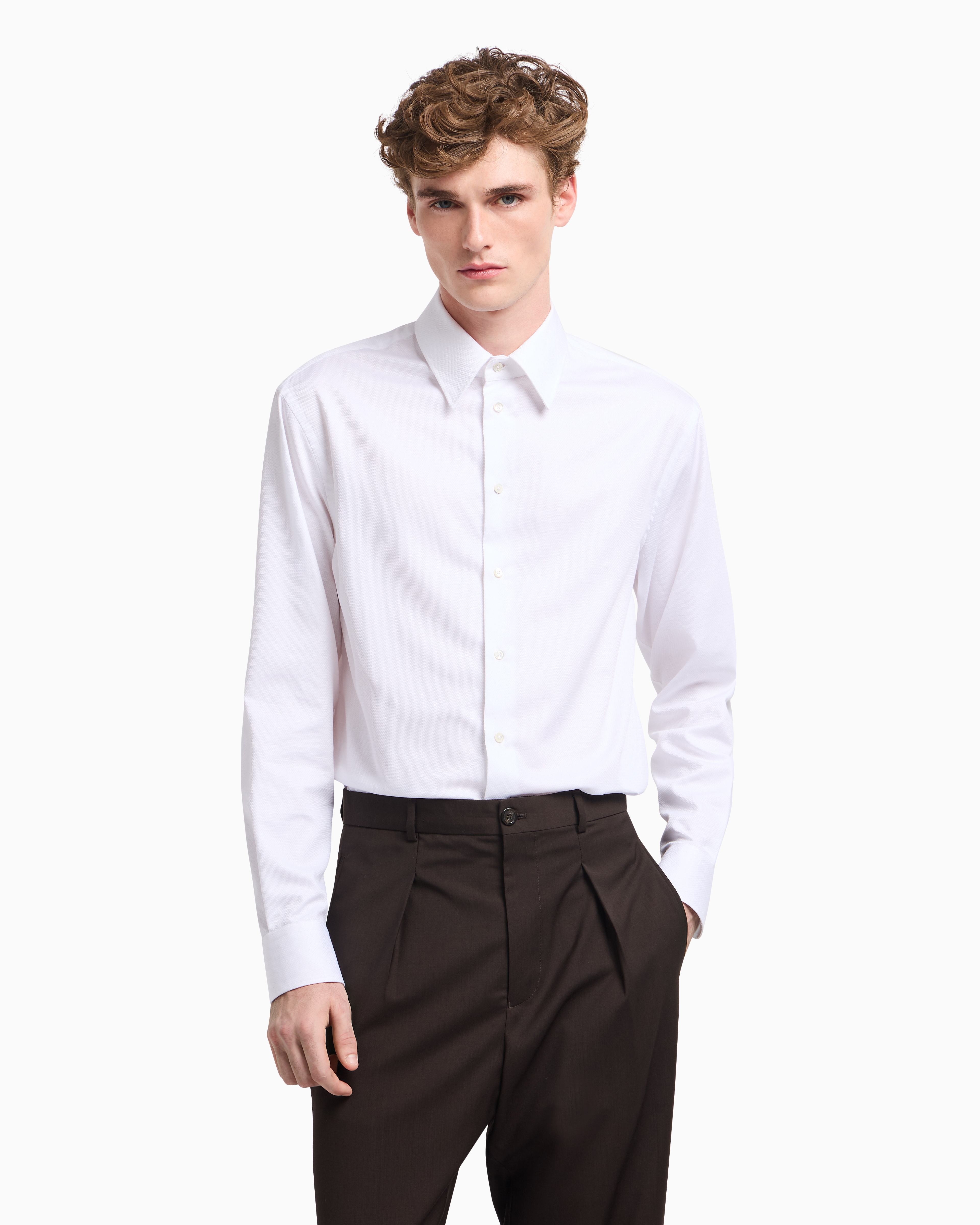 Emporio Armani Cotton Button-up Shirt In White