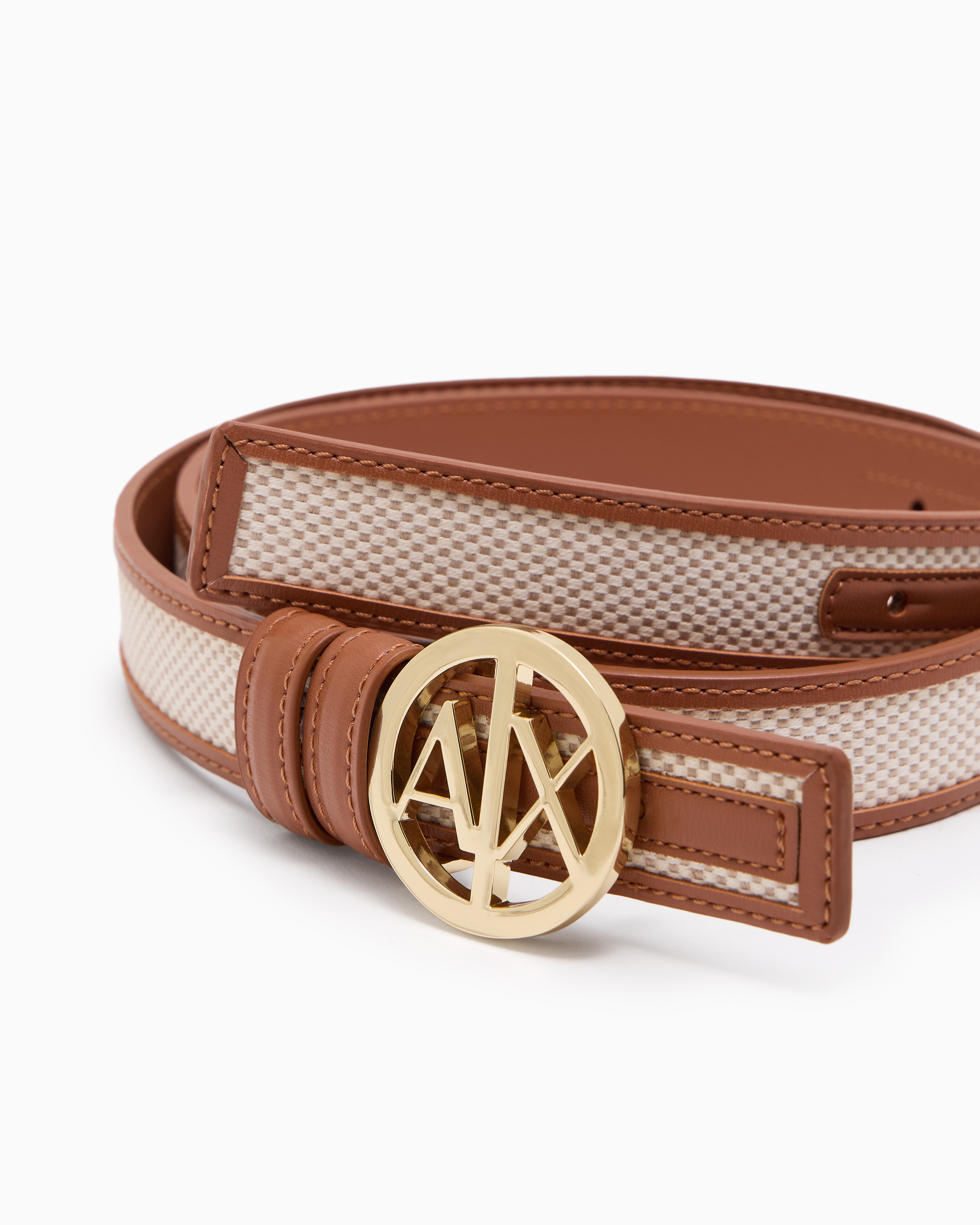 Belt with gold round logo