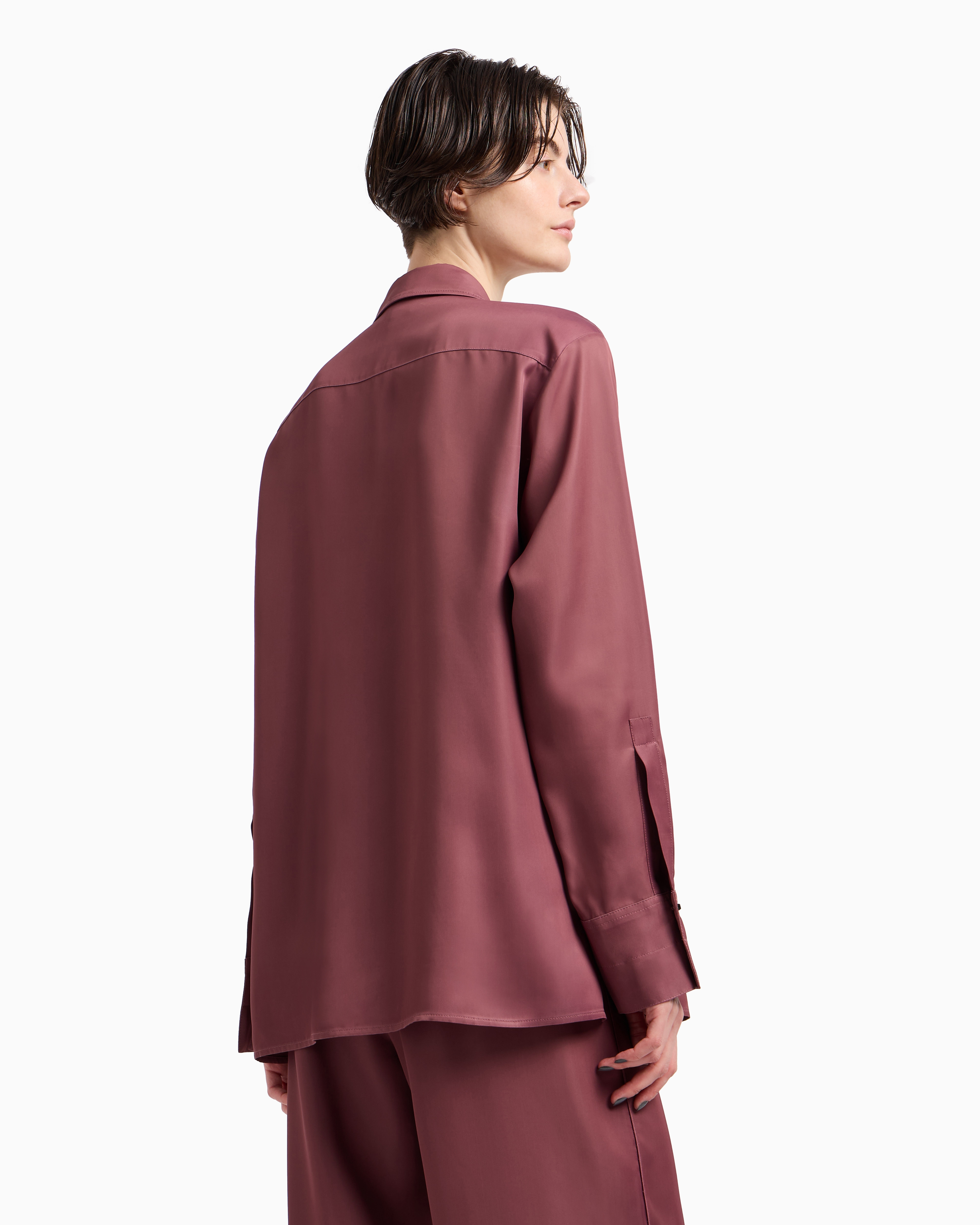 Emporio Armani - Polygon capsule collection satin shirt, Woman, Pink, Size: