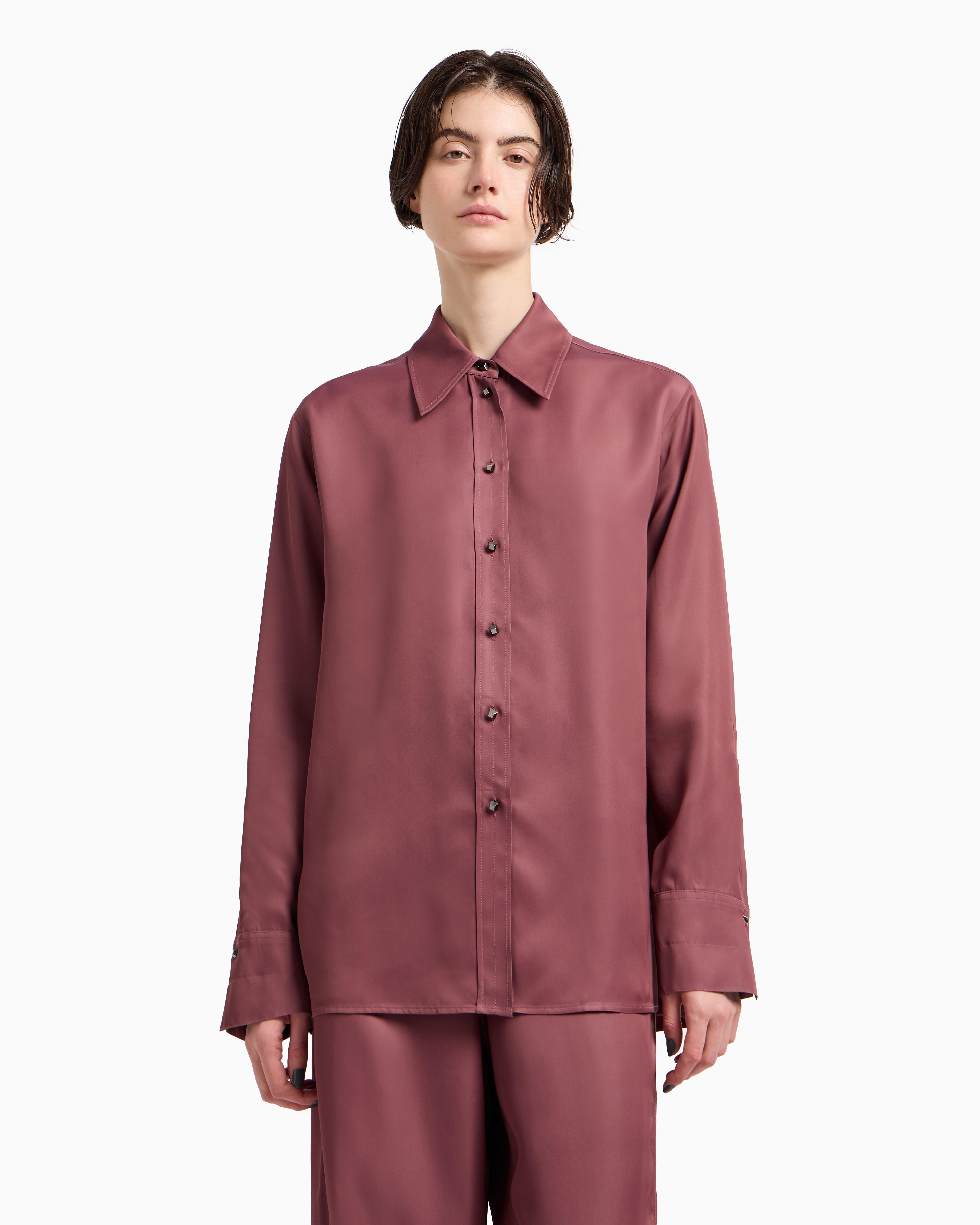 Emporio Armani - Polygon capsule collection satin shirt, Woman, Pink, Size: