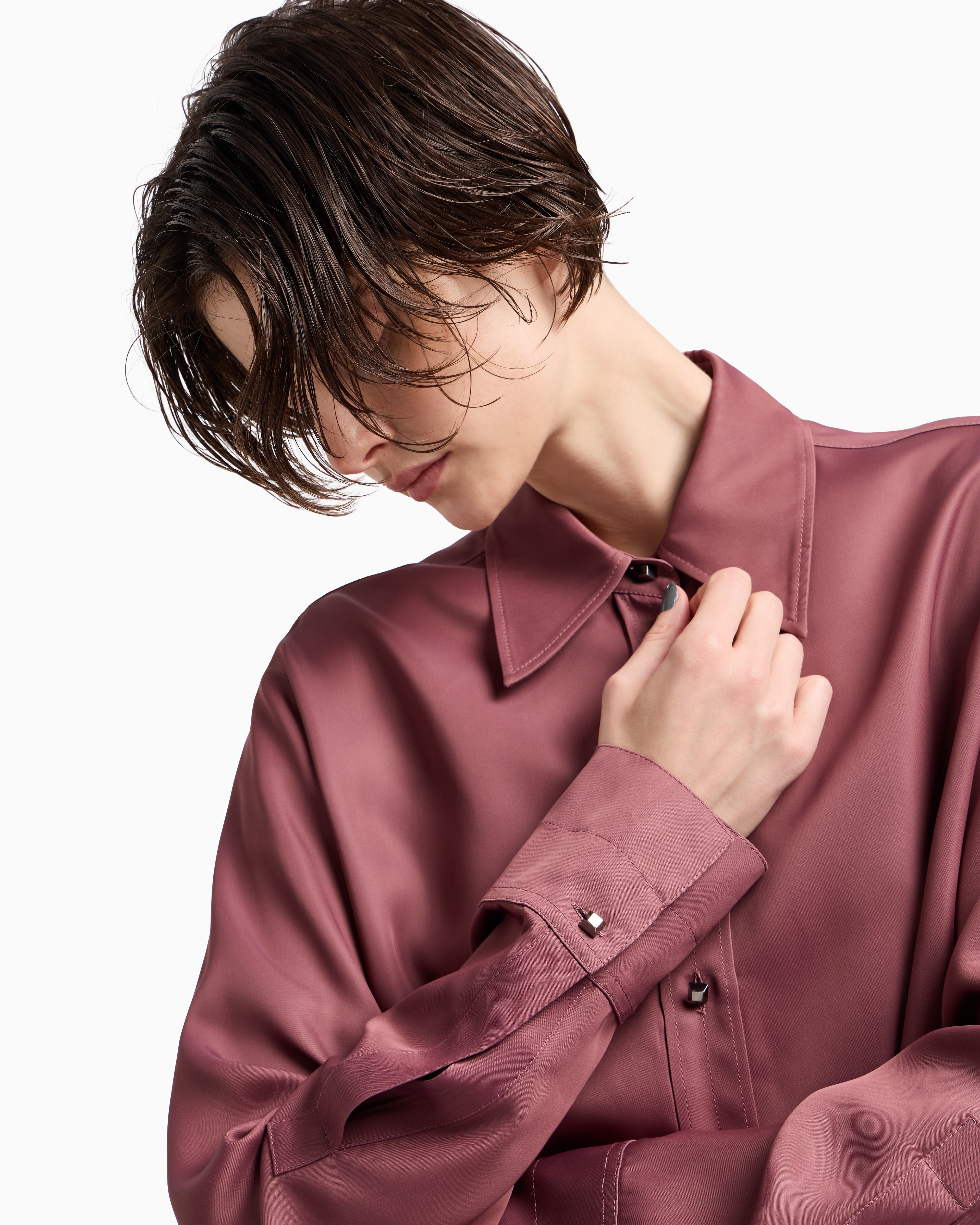 Emporio Armani - Polygon capsule collection satin shirt, Woman, Pink, Size: