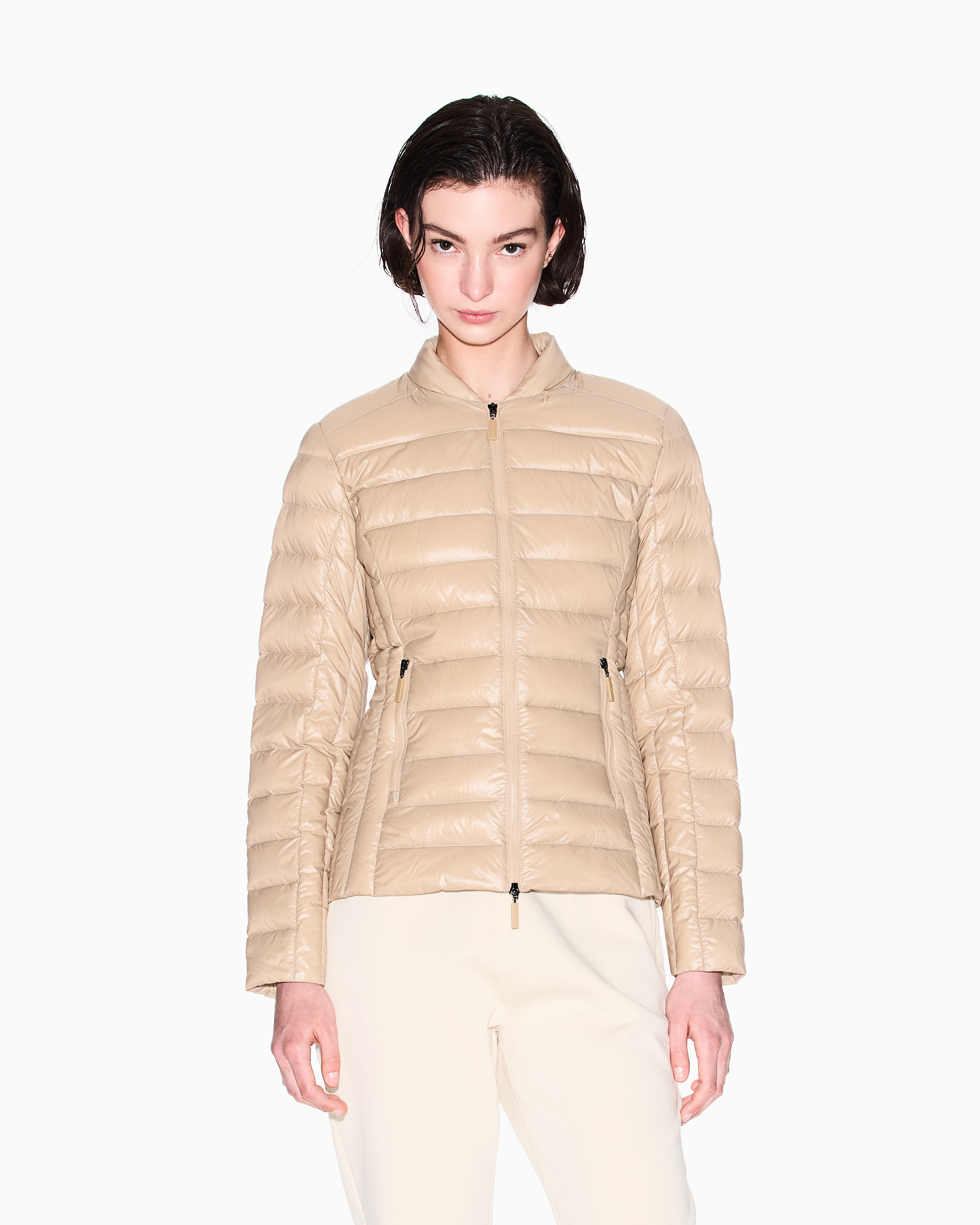 Armani Exchange - Shiny fabric down jacket, Woman, Camel, Size: M