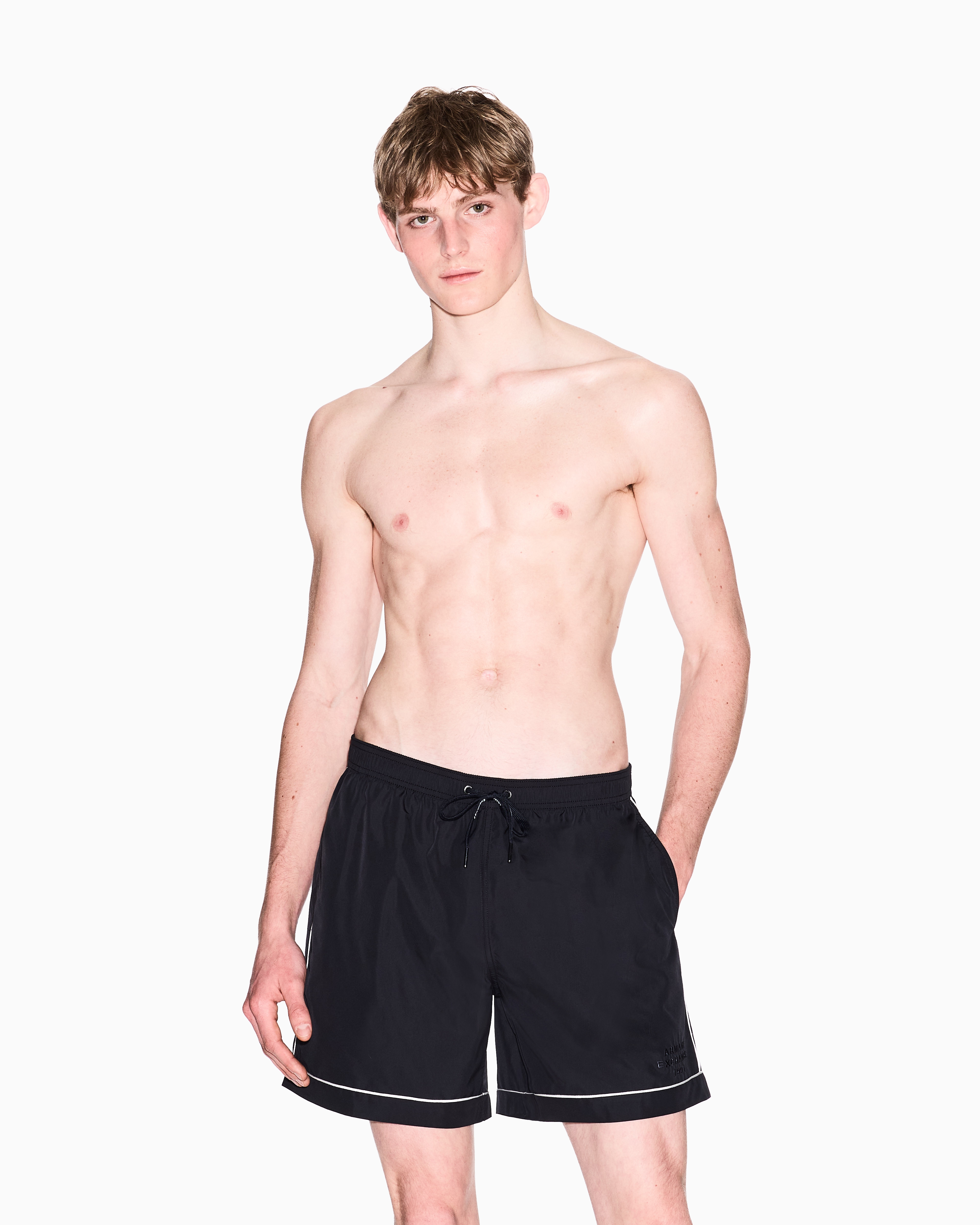 Armani Exchange - Boxer costume with contrasting profiles, Man, Navy Blue, Size: