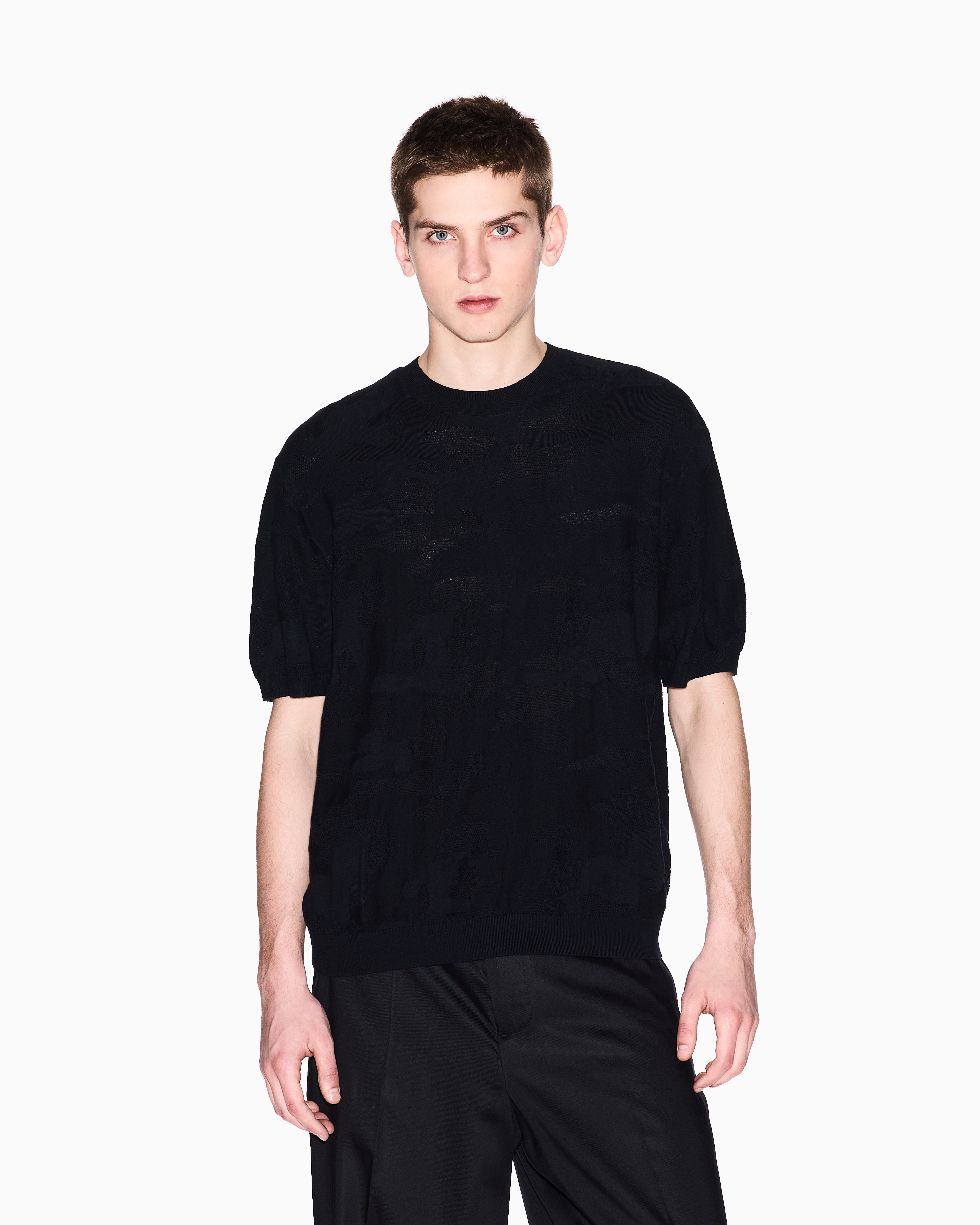 Armani Exchange - Camouflage cotton sweater, Man, Black, Size: