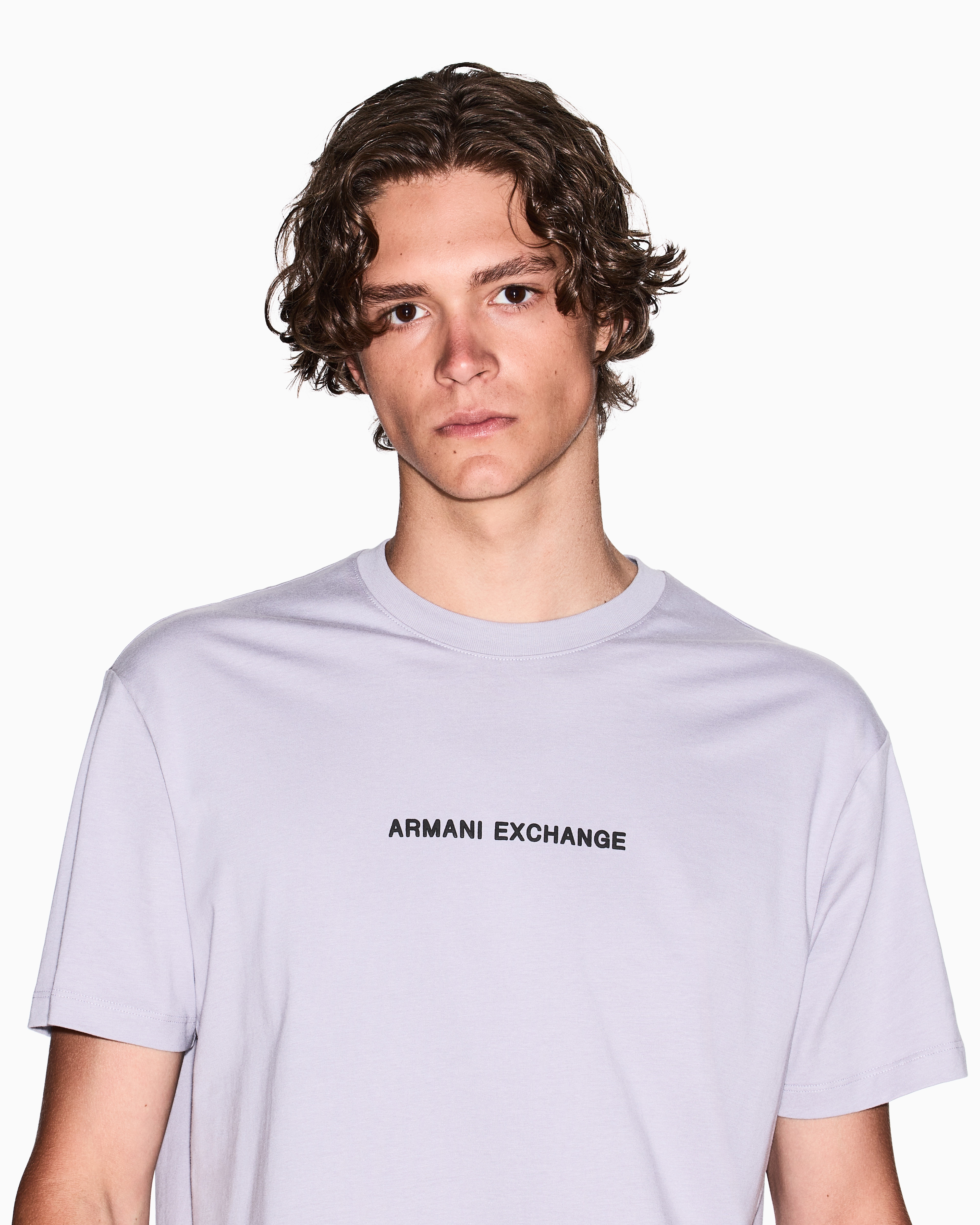Armani Exchange - Regular fit T-shirt with logo print on the chest, Man, Purple, Size: M
