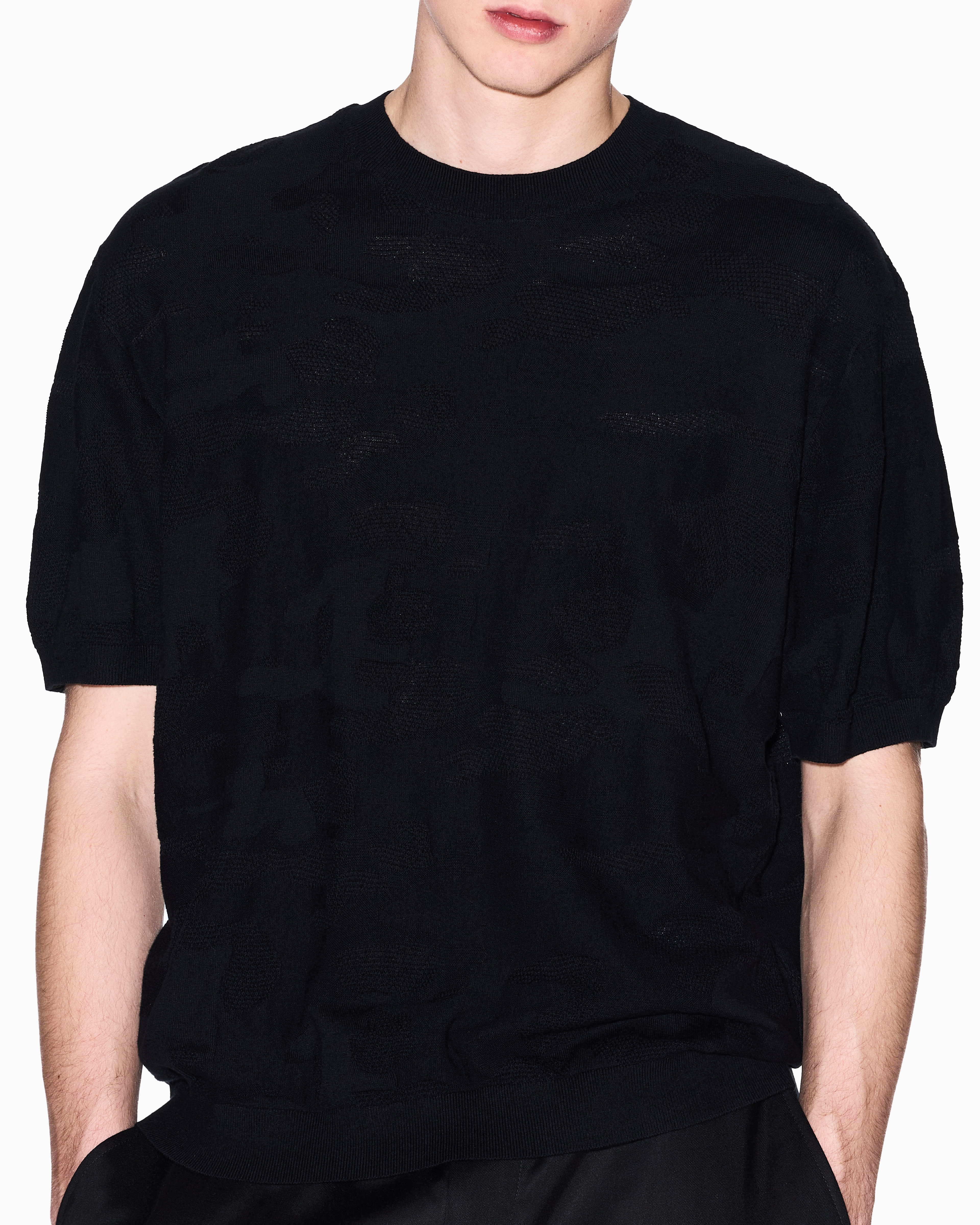 Armani Exchange - Camouflage cotton sweater, Man, Black, Size: