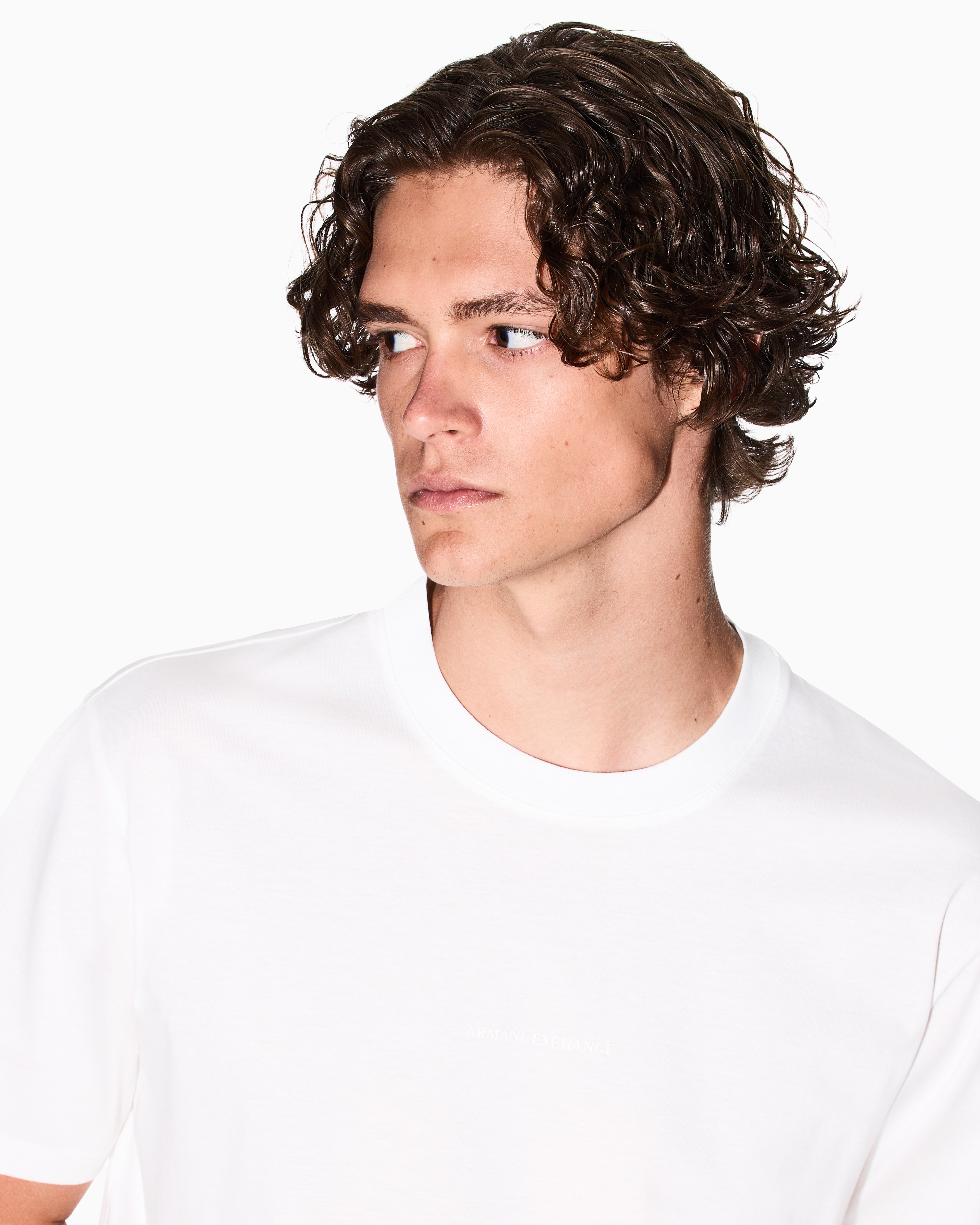 Regular fit mercerised cotton T-shirt | Armani Exchange