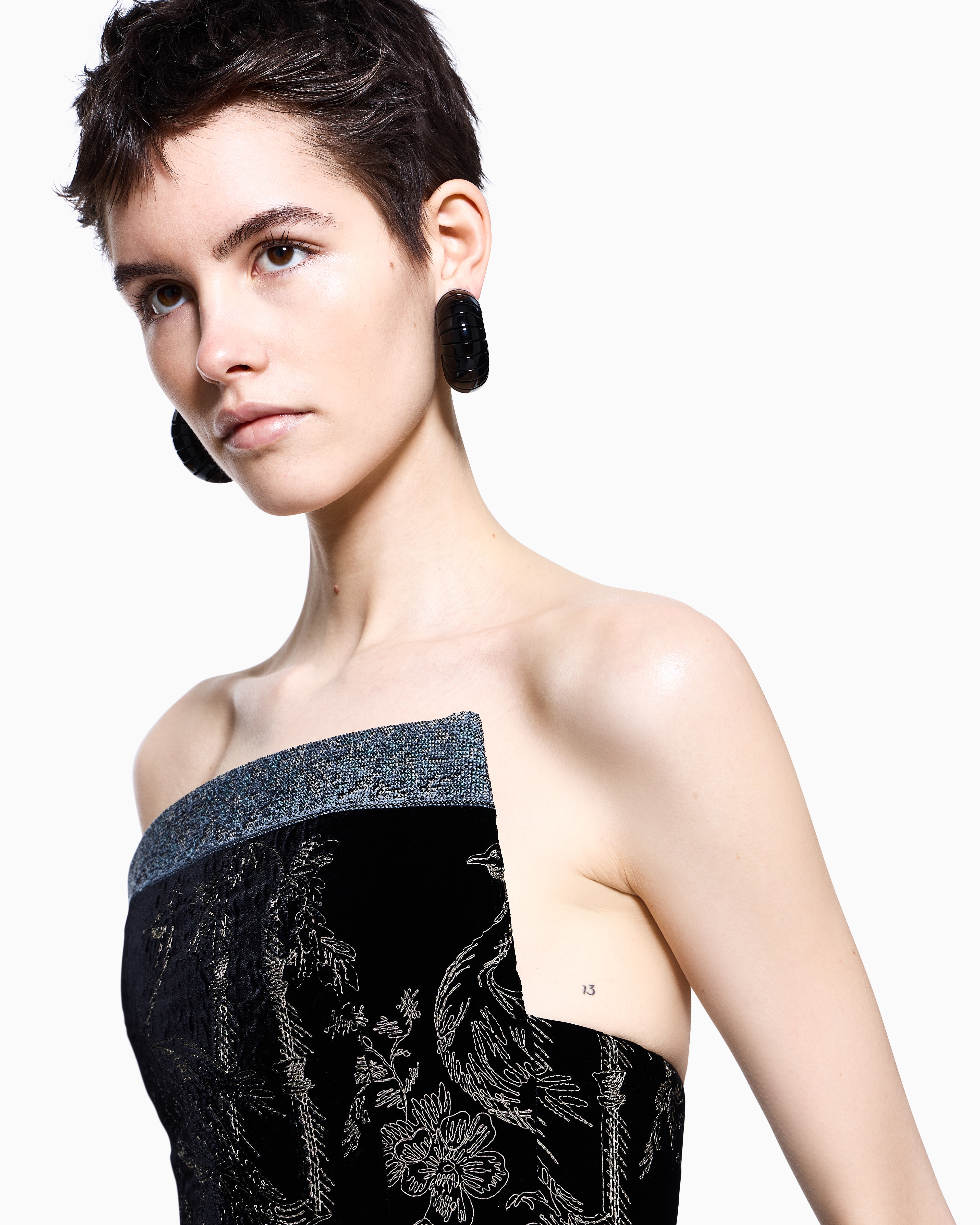 Embroidered velvet bustier top | Giorgio Armani