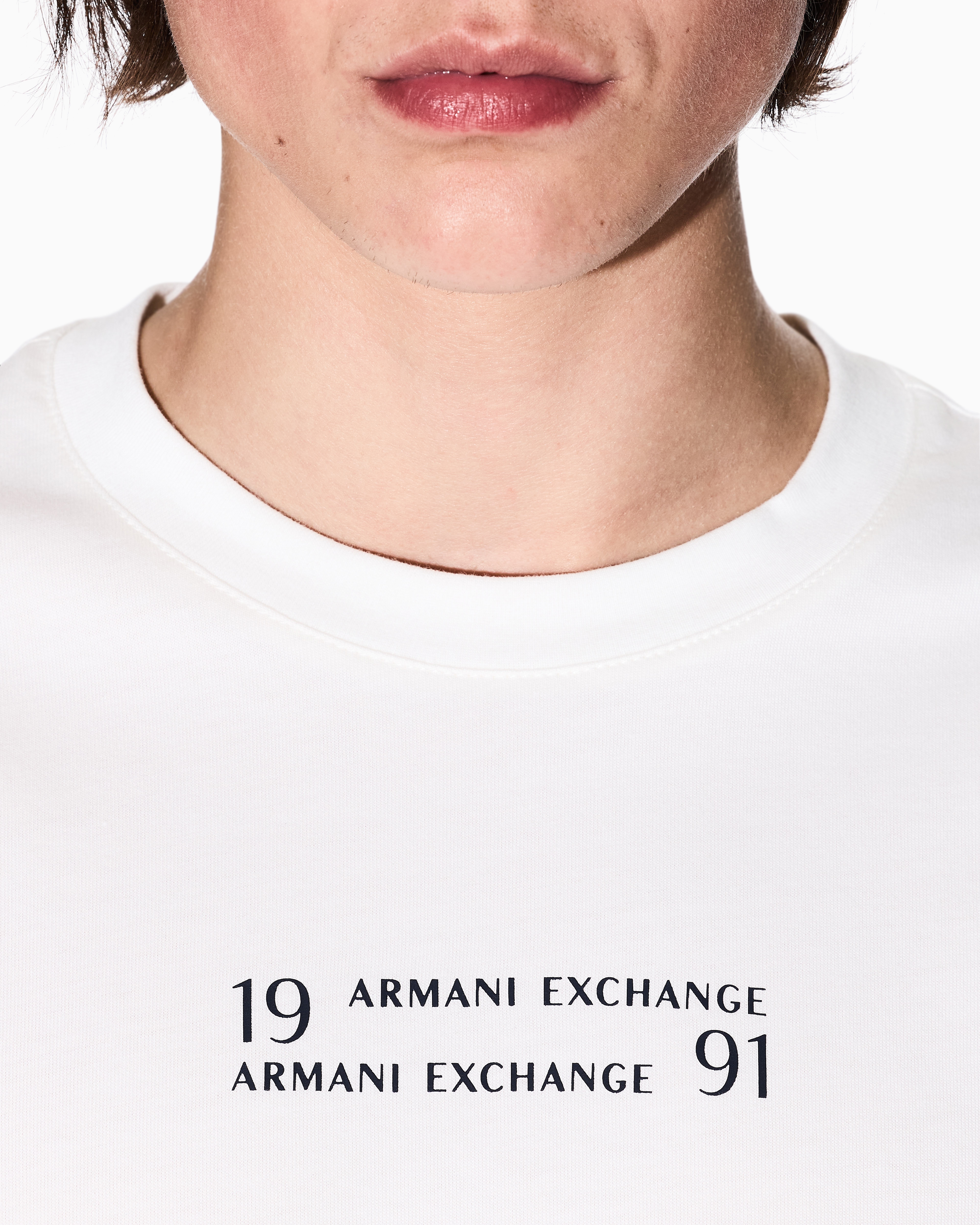 Armani Exchange - Regular fit T-shirt with logo lettering, Man, White, Size: