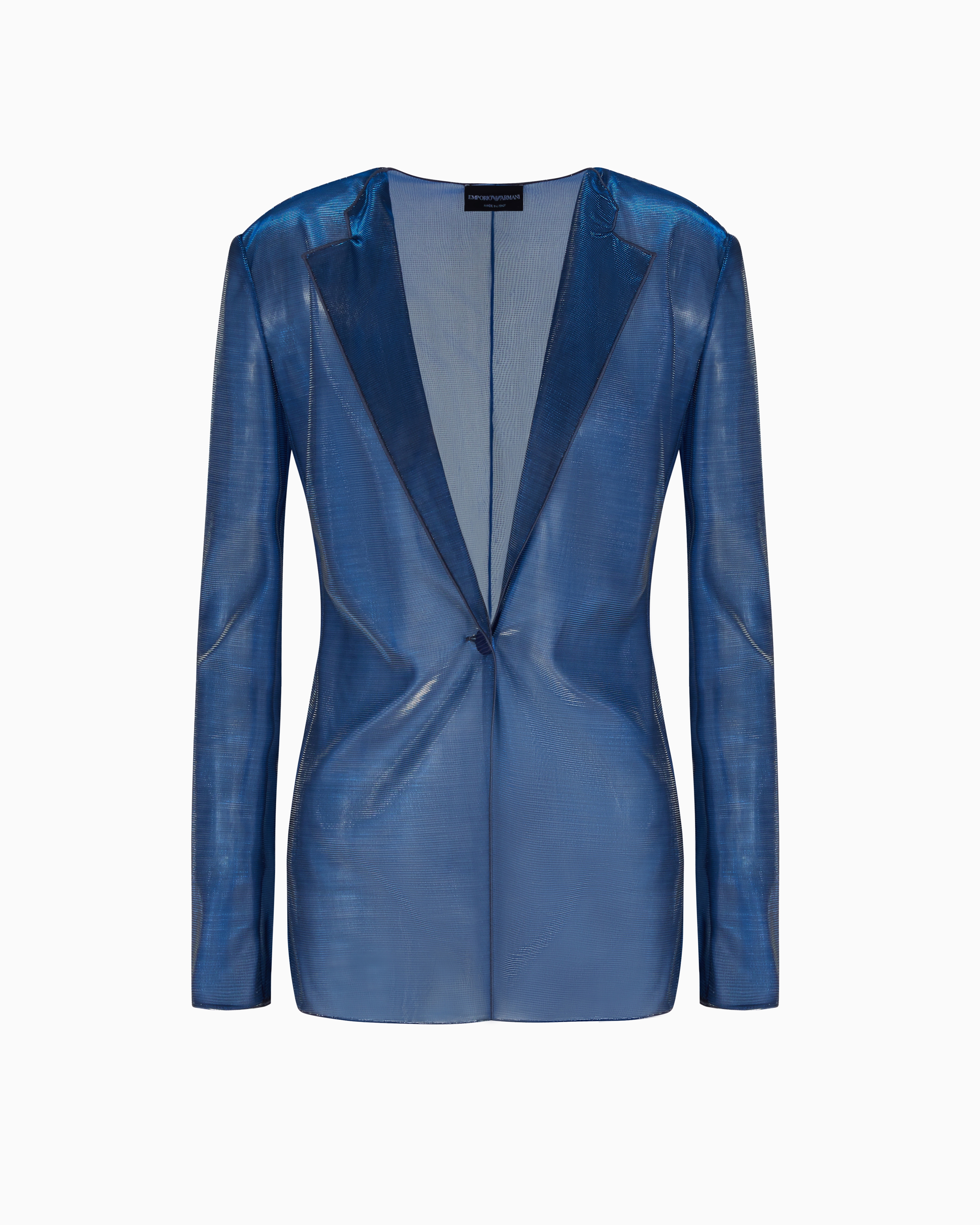 Emporio Armani - Iridescent knit-fabric blazer, Woman, Blue, Size: