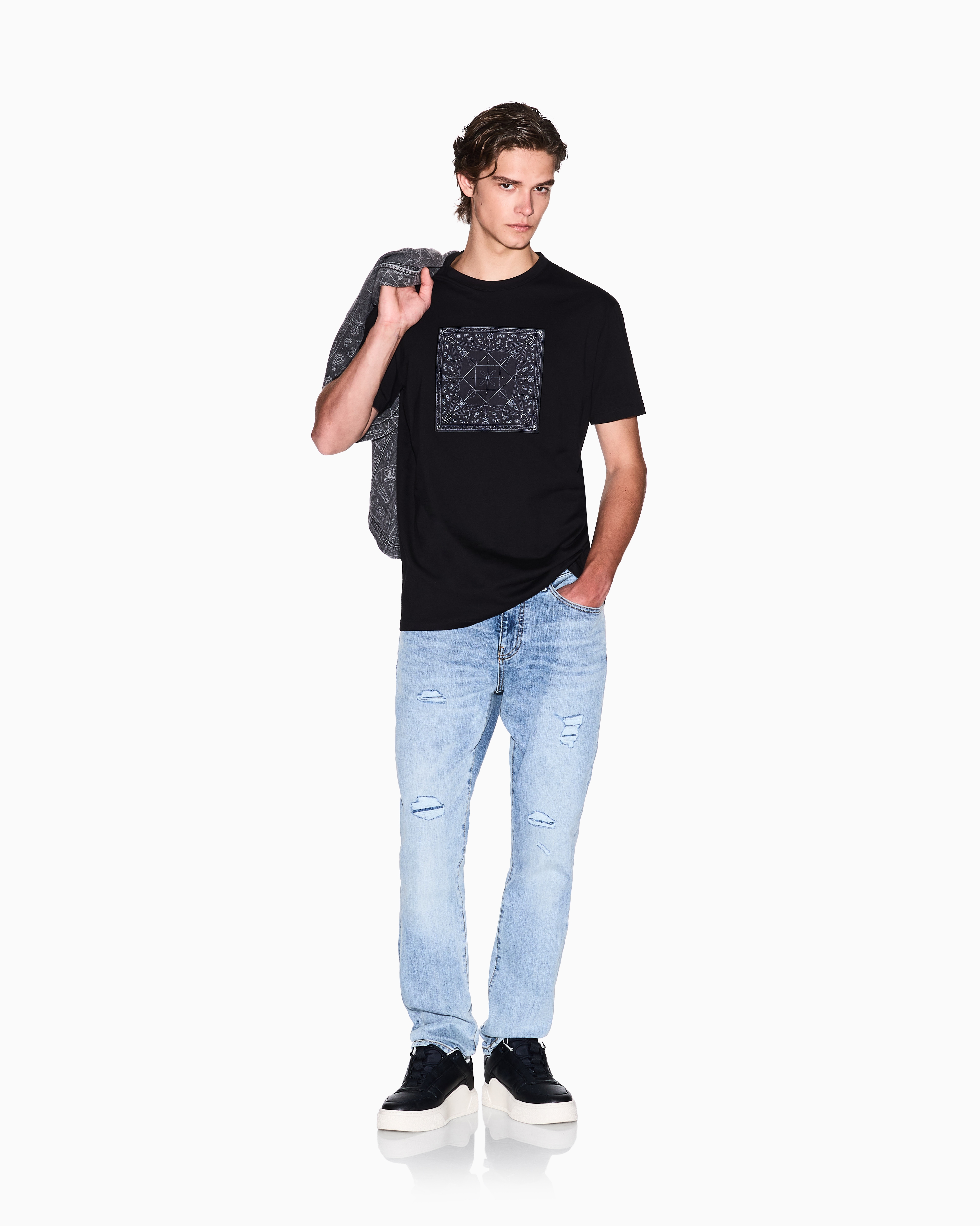 Armani Exchange - Regular fit T-shirt with kaleidoscope print, Man, Black, Size: