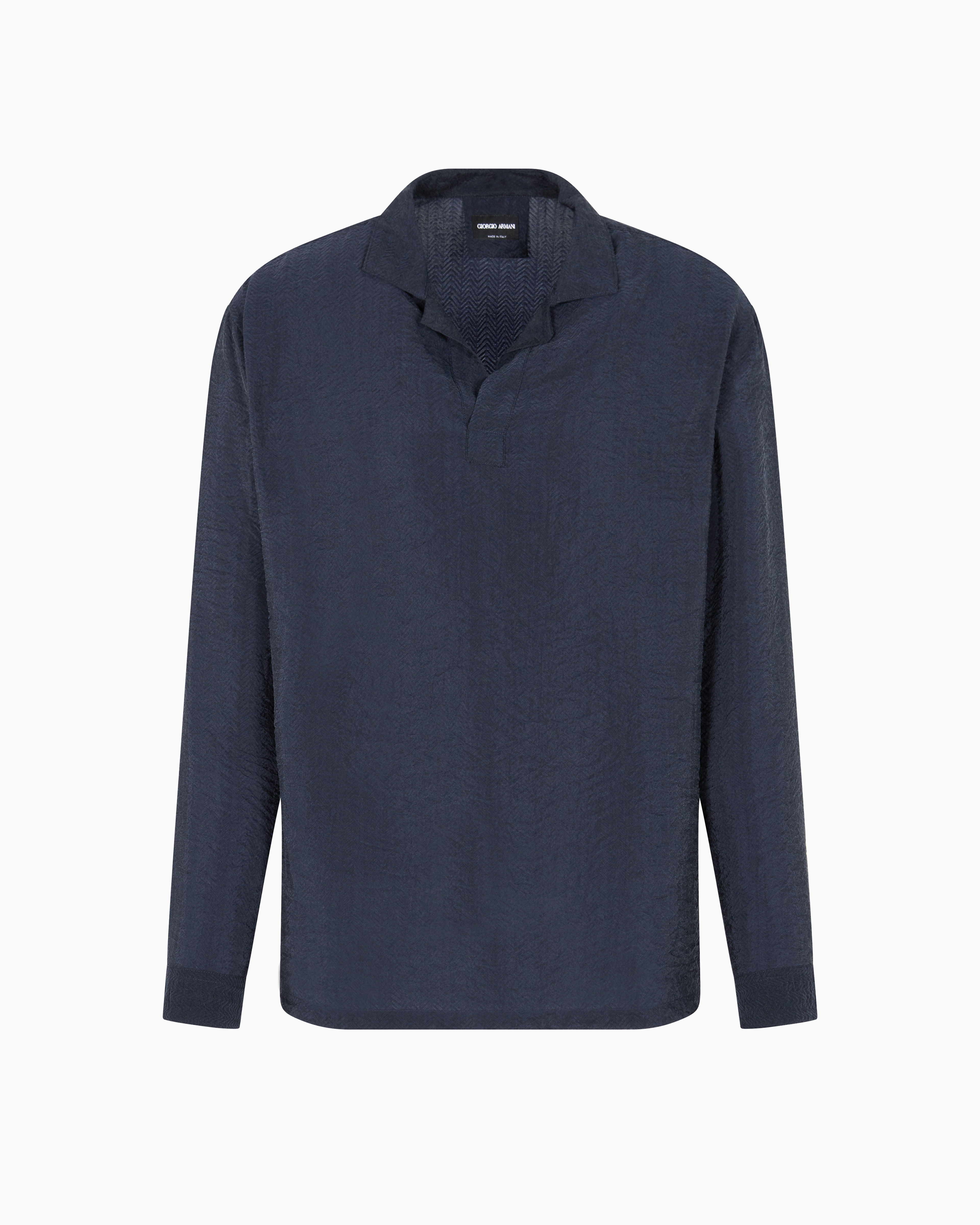 Giorgio Armani Blue Jacquard Cupro Polo Shirt