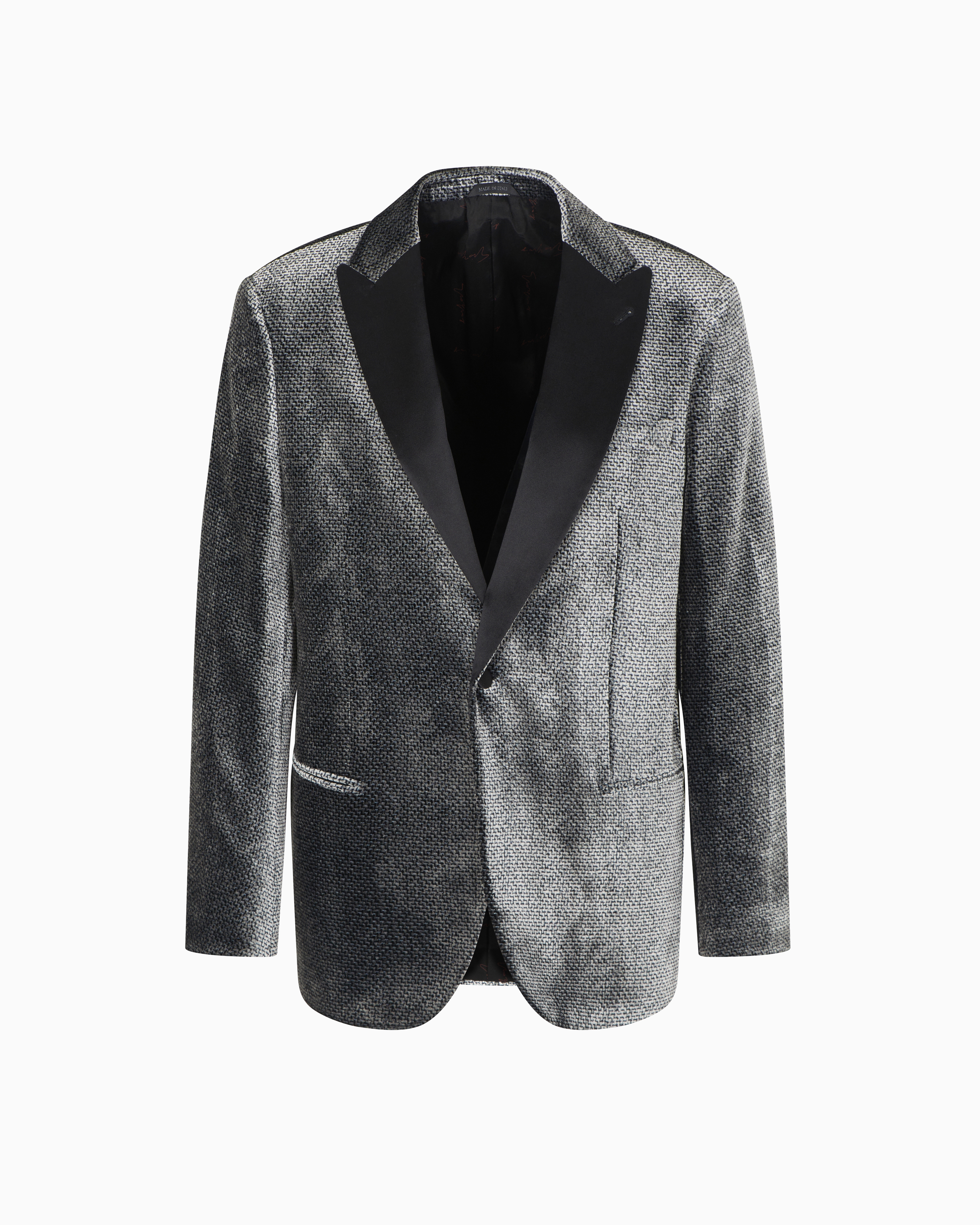 Giorgio Armani Black Giorgio’s Single-Breasted Tuxedo Jacket In Micro Devoré Velvet