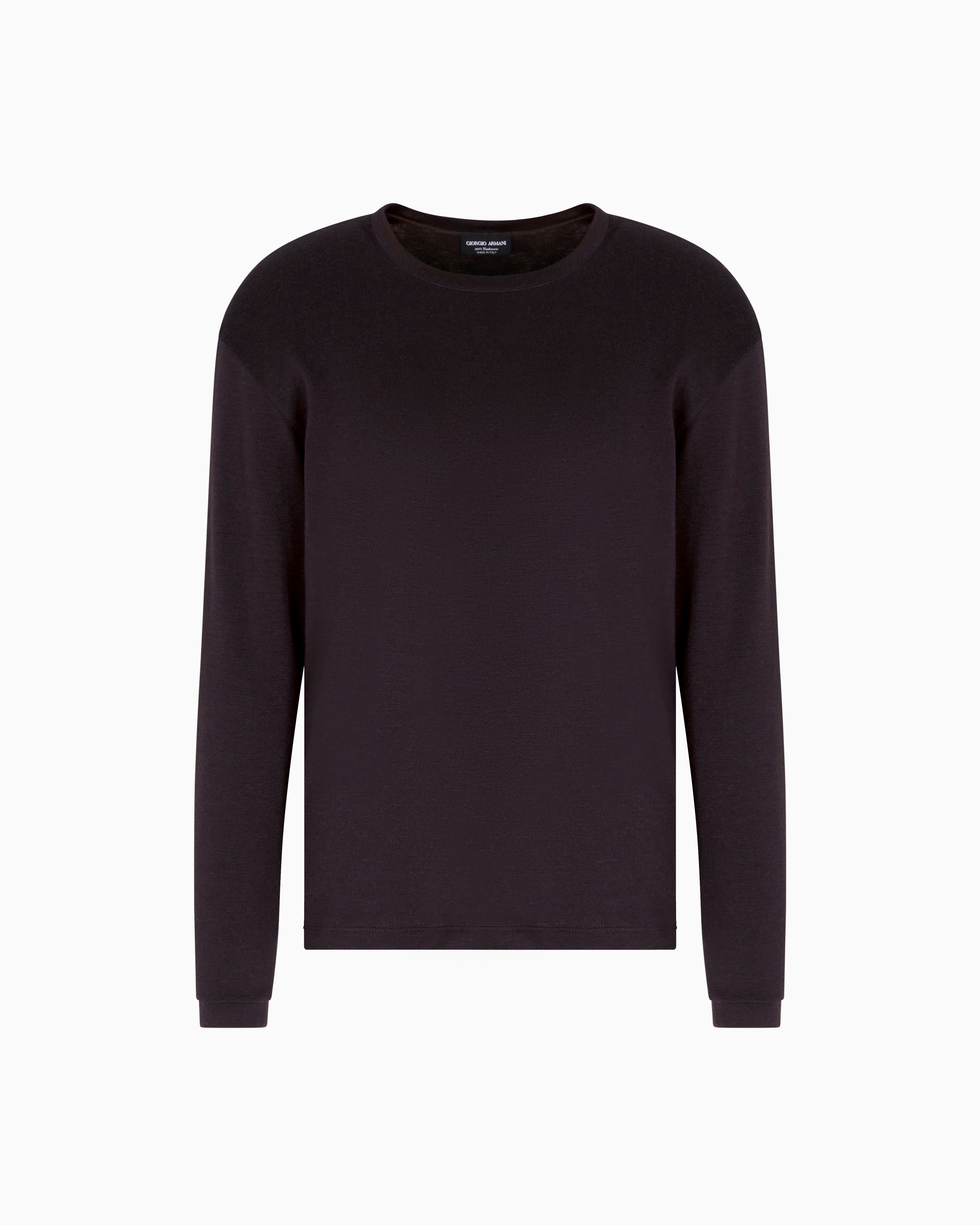 Giorgio Armani Brown Long-Sleeved, Pure Cashmere Interlock Jumper