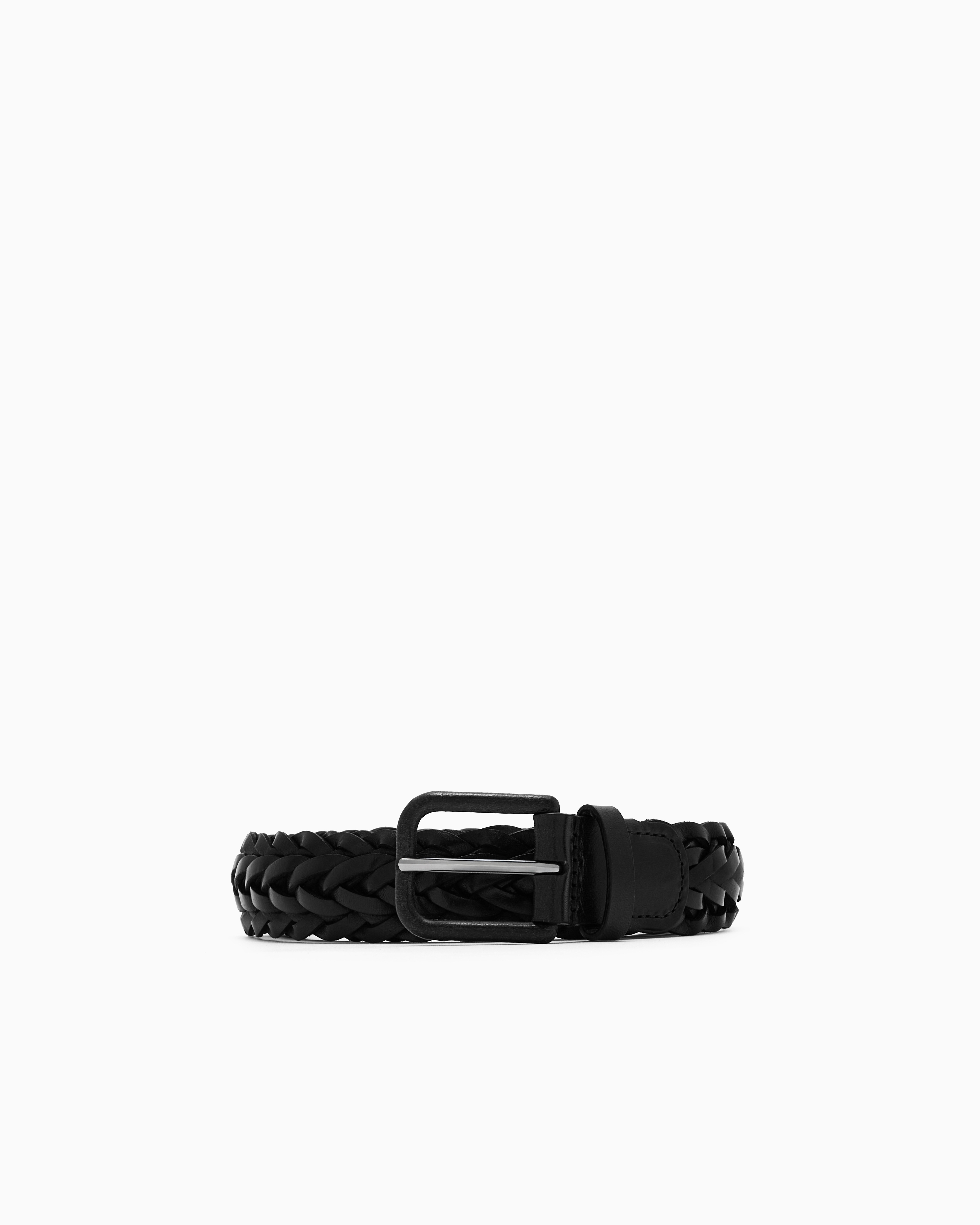 Giorgio Armani ブラックレザーベルト Giorgio Armani Men's Monogram-Buckle Leather Belt | Neiman