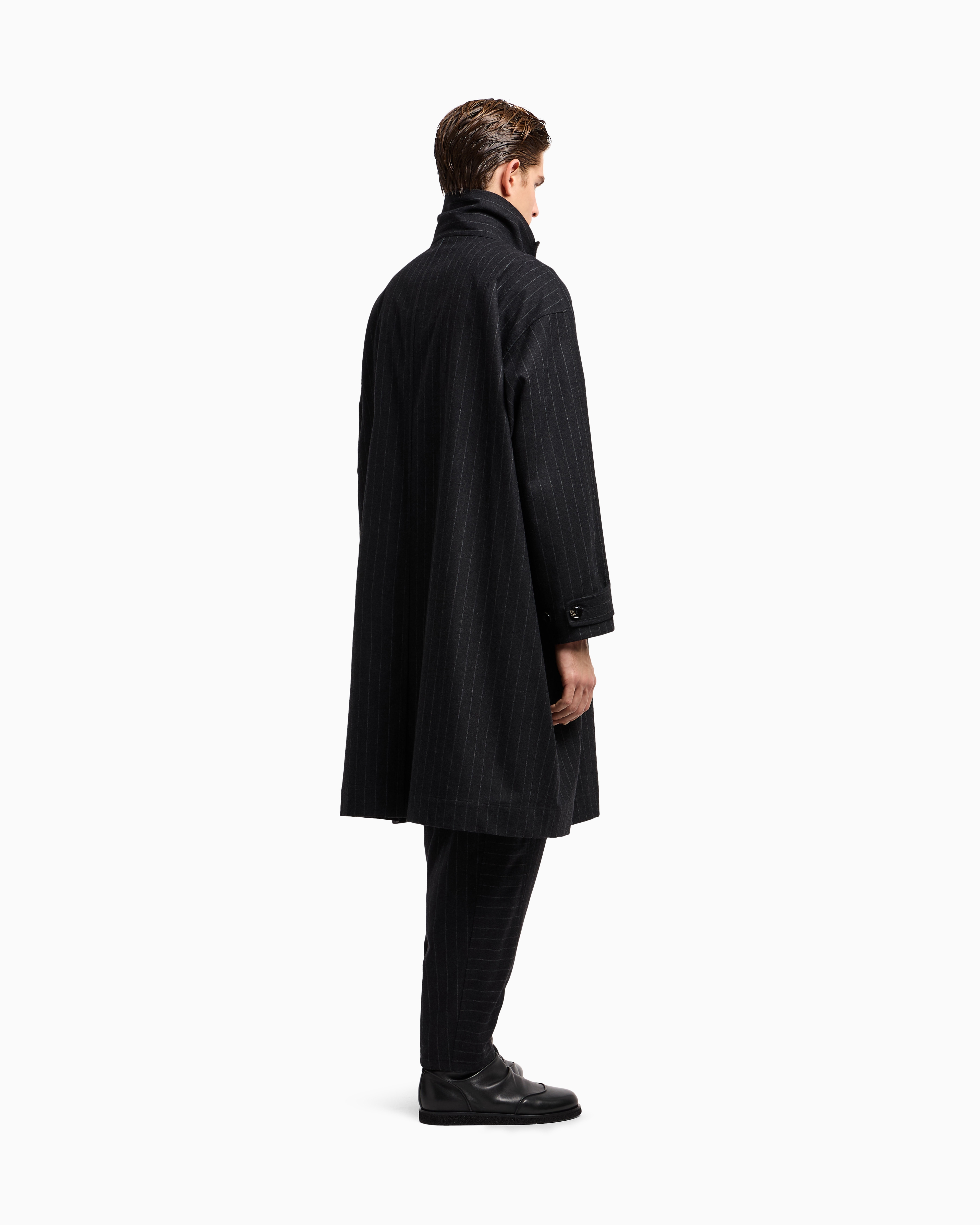 コート カシミア／ウール混紡 ピンストライプ | Giorgio Armani