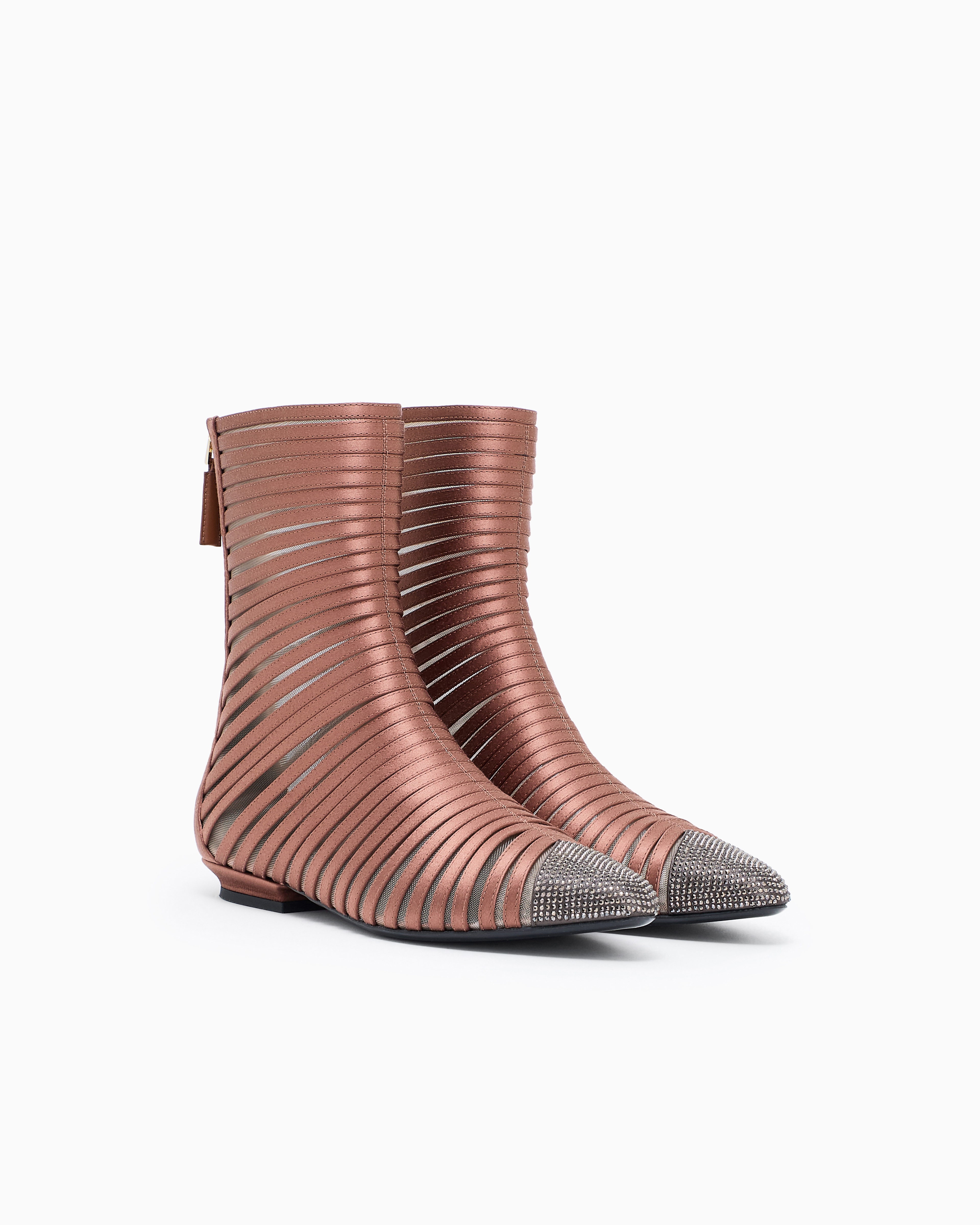 Giorgio Armani Satin And Rhinestone Ankle Boots In Multi