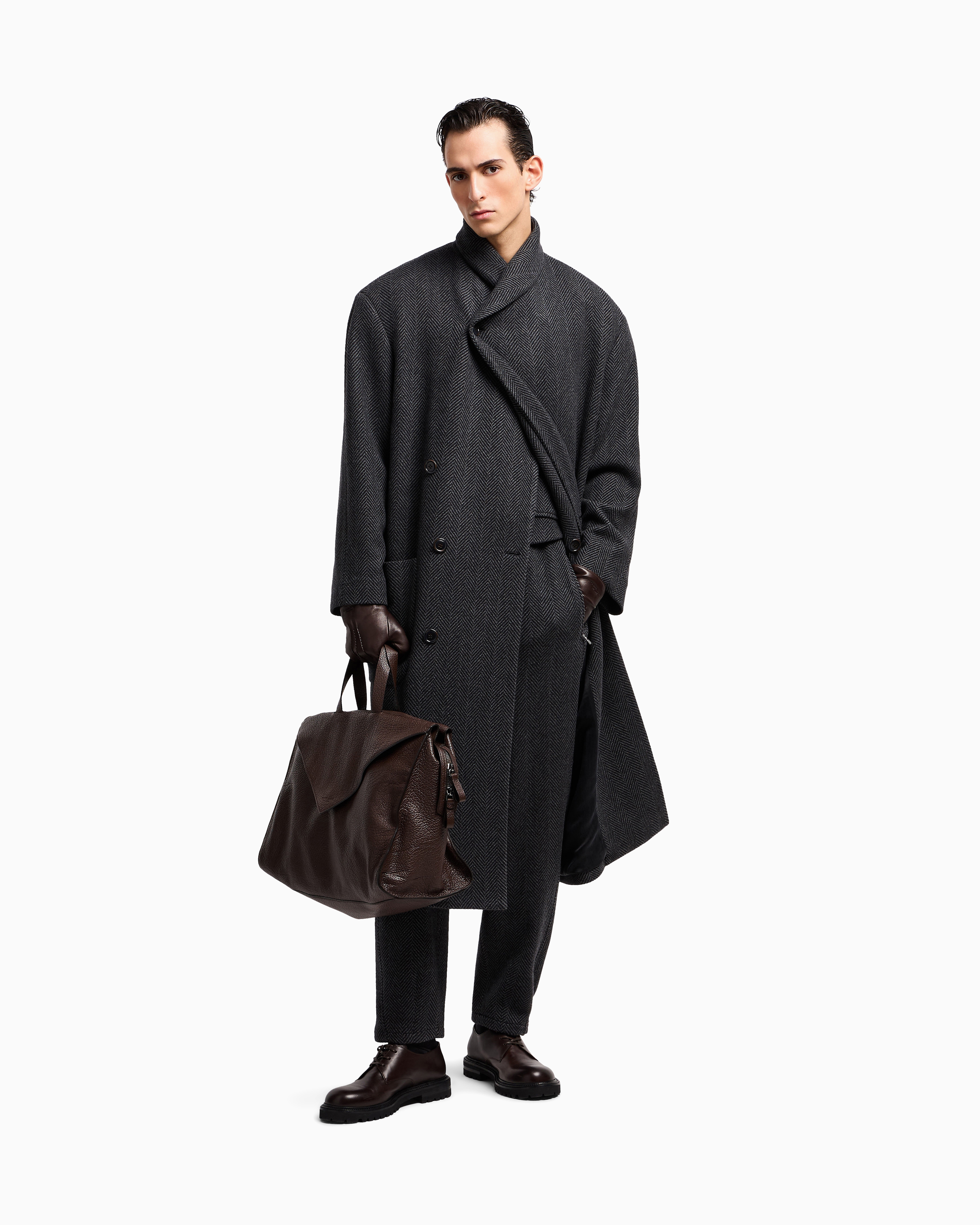 GIORGIO ARMANI カシミヤチェスターコート GIORGIO ARMANI ジョルジオアルマーニ ロングチェスターコート黒