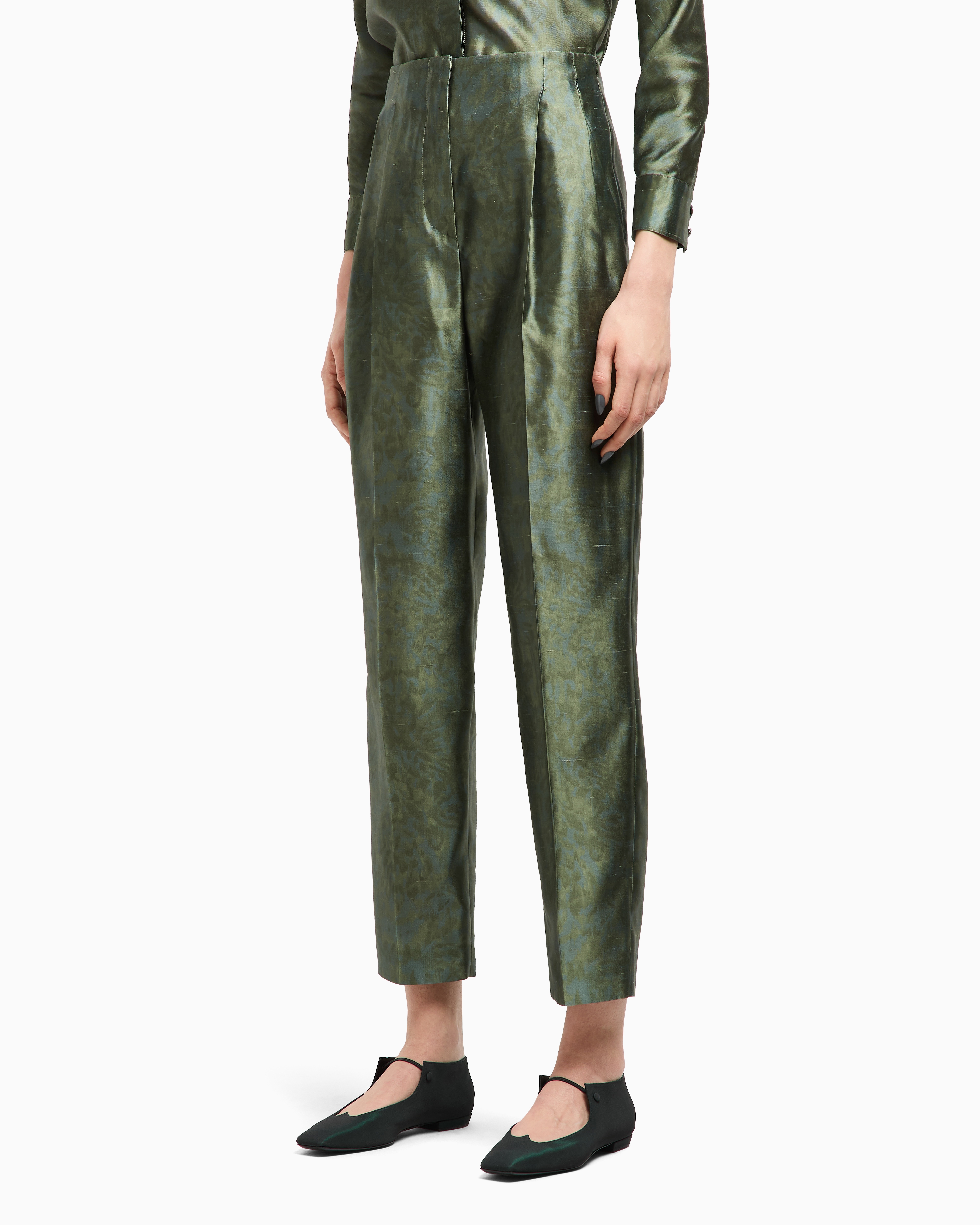 Single-pleat trousers in printed silk-shantung | Giorgio Armani